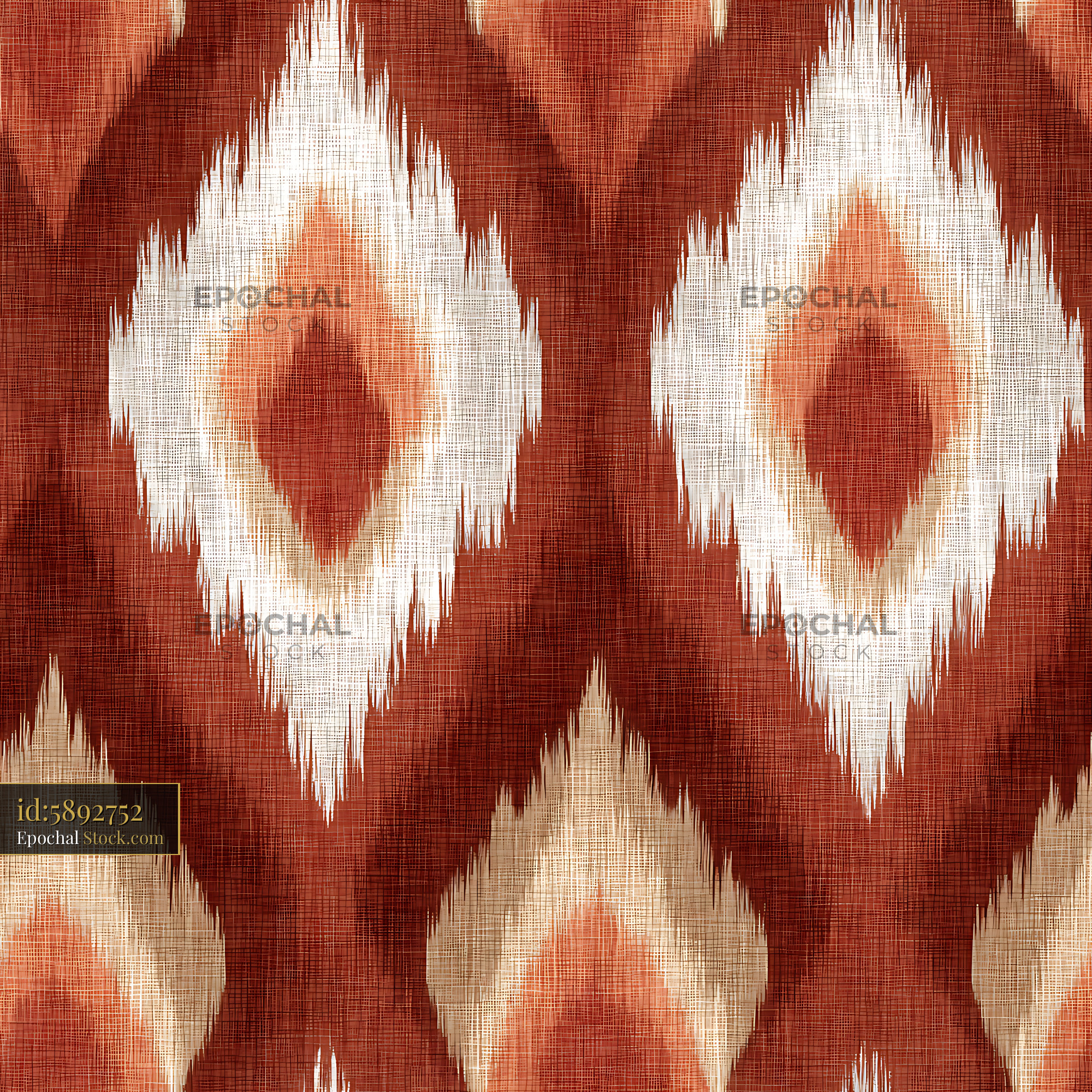 Terracotta and Rust Ikat Diamond Seamless Pattern - stock photo