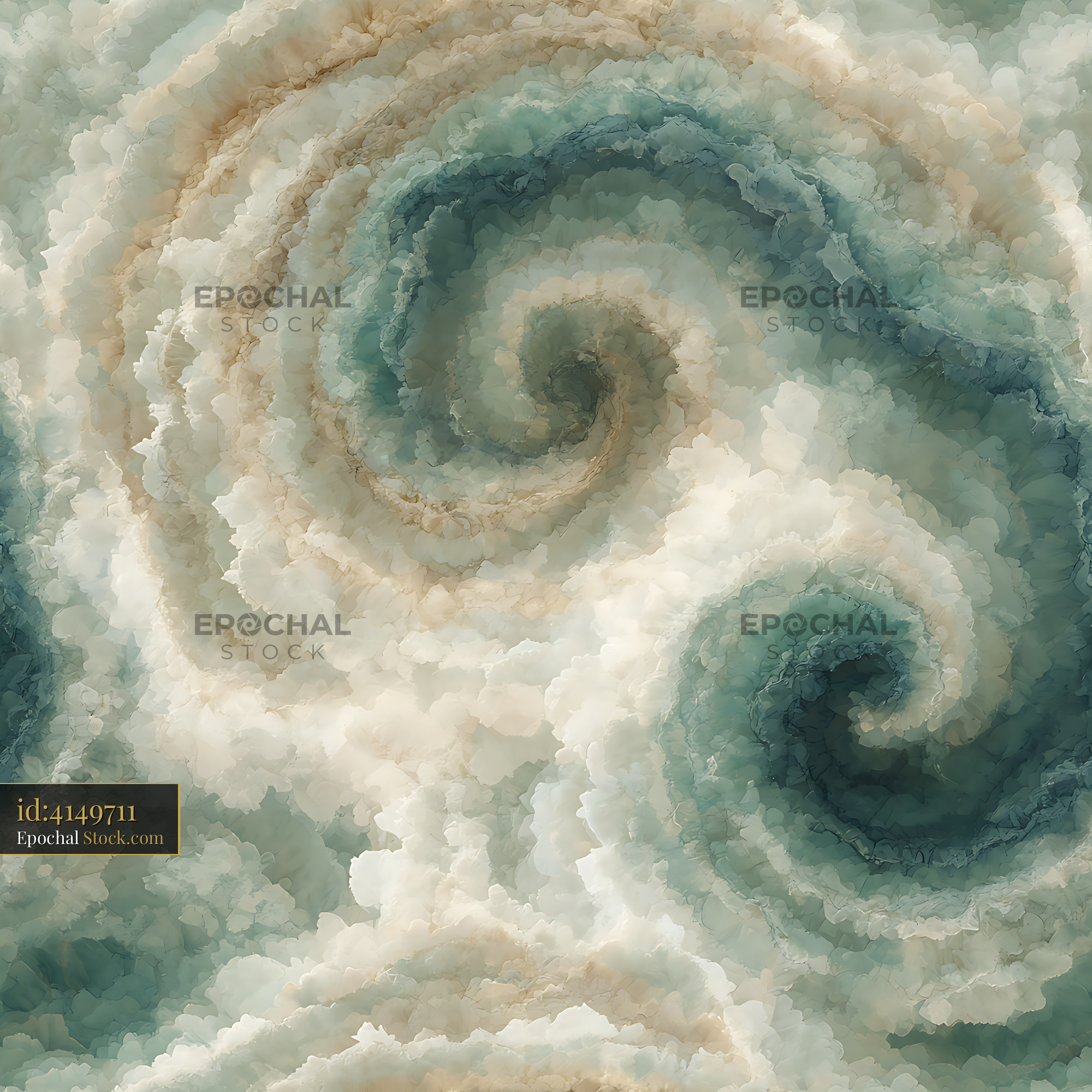 Abstract Sage and Slate Swirl Seamless Pattern - stock photo