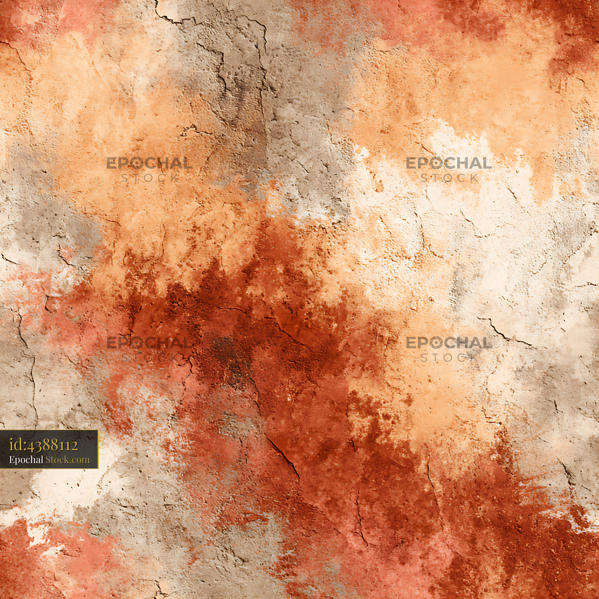 Rustic Terracotta Plaster Wall Seamless Pattern - stock photo