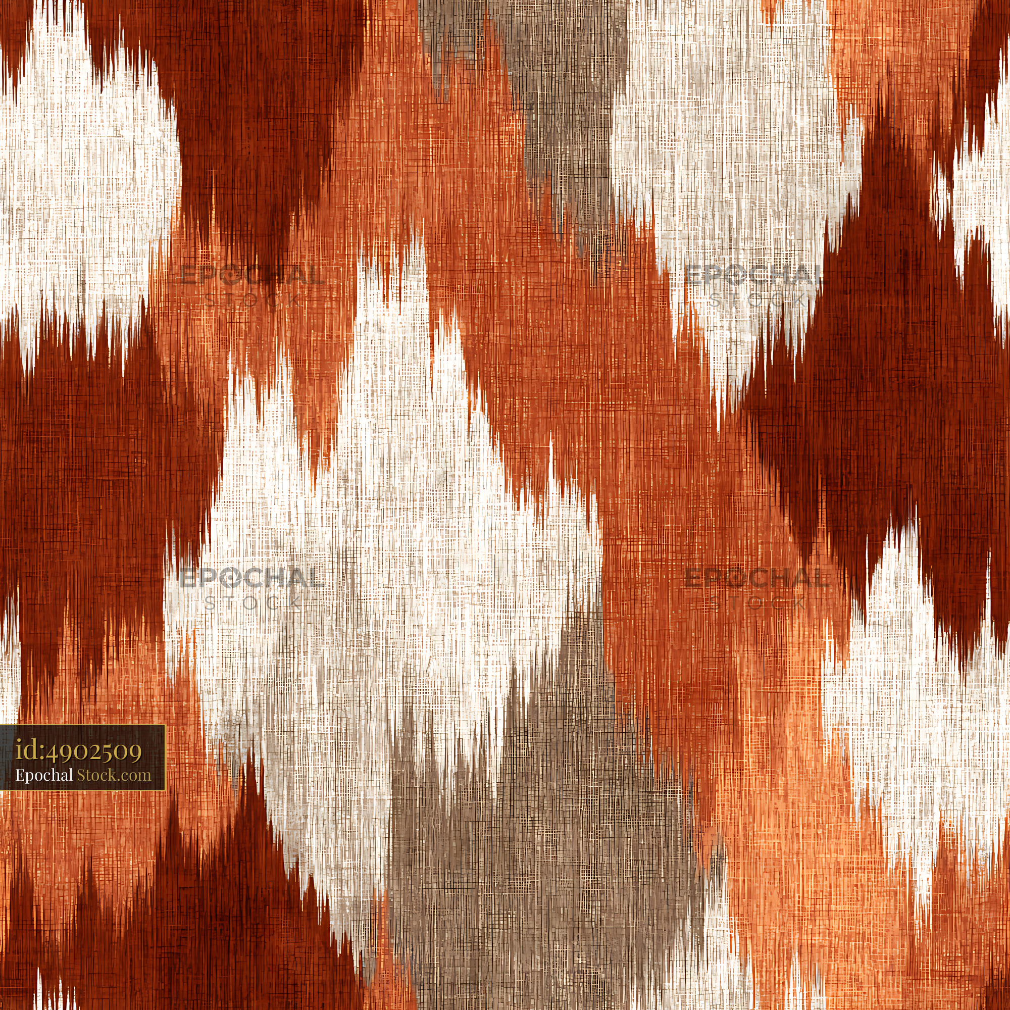 Rust and Terracotta Woven Ikat Seamless Pattern - stock photo