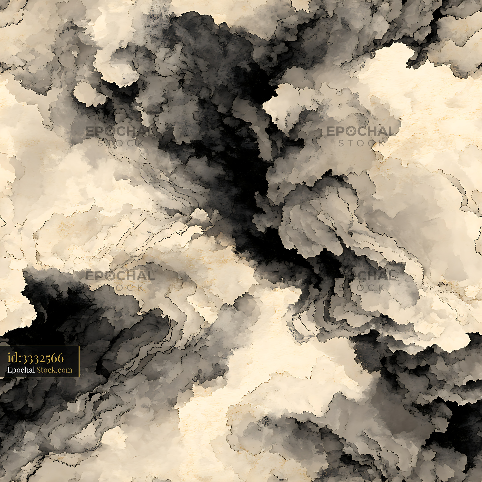 Moody Charcoal Ink Clouds Abstract Seamless Patter - stock photo