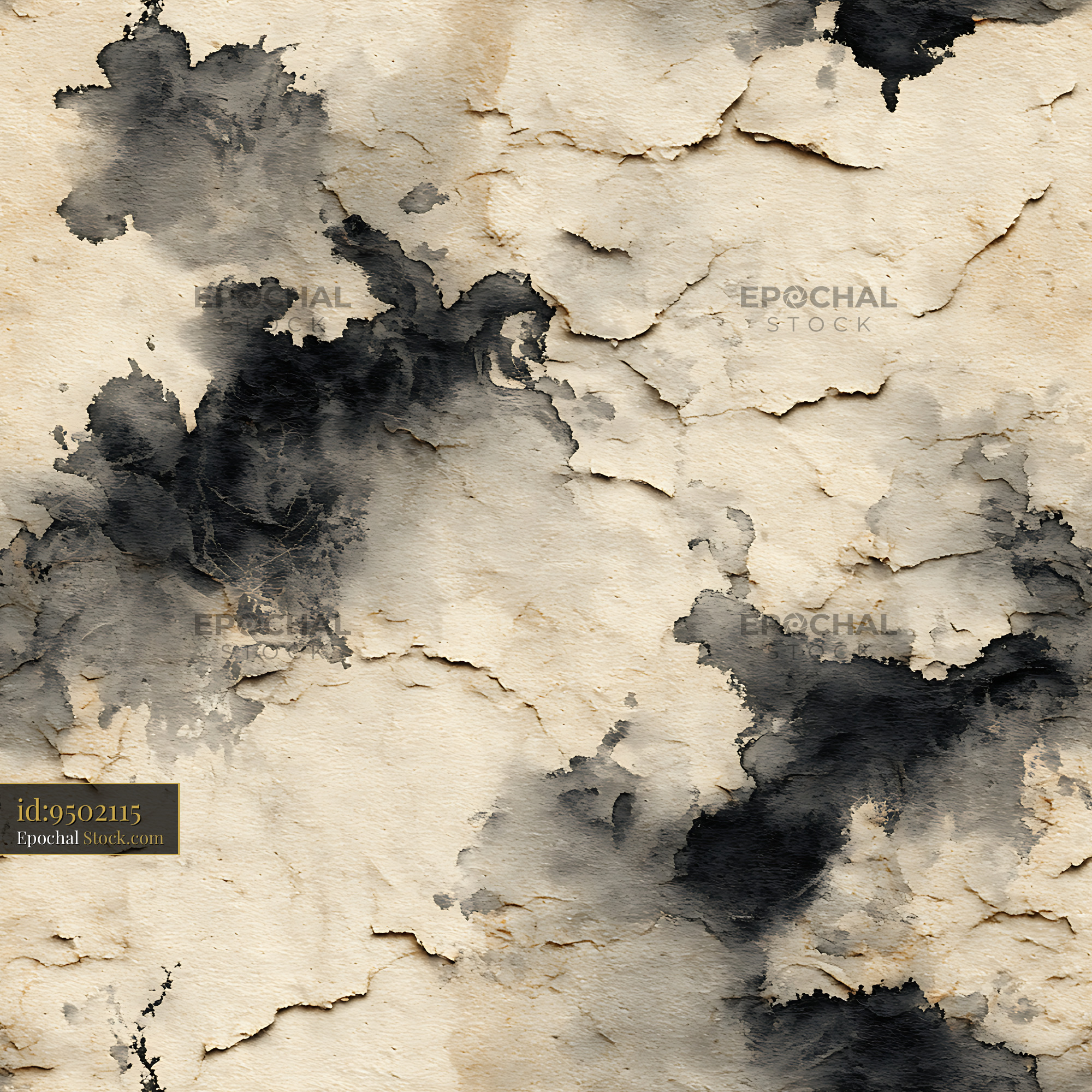 Distressed Aged Paper Ink Stains Seamless Pattern - stock photo