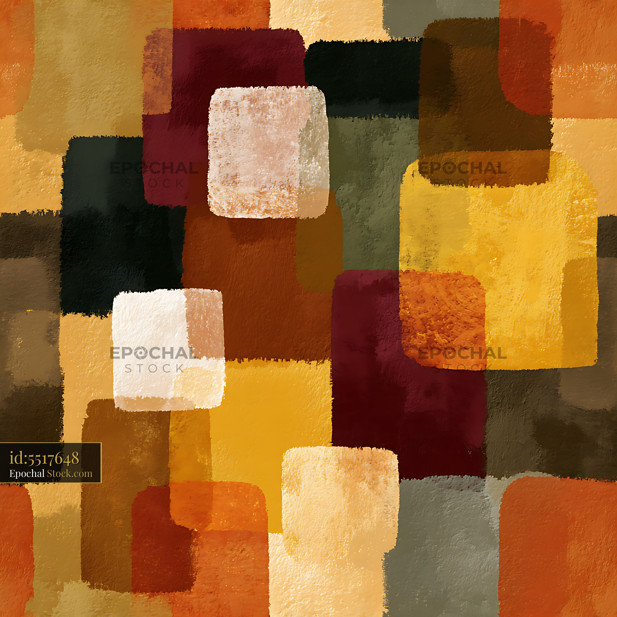 Earthy Painterly Abstract Squares Seamless Pattern - stock photo