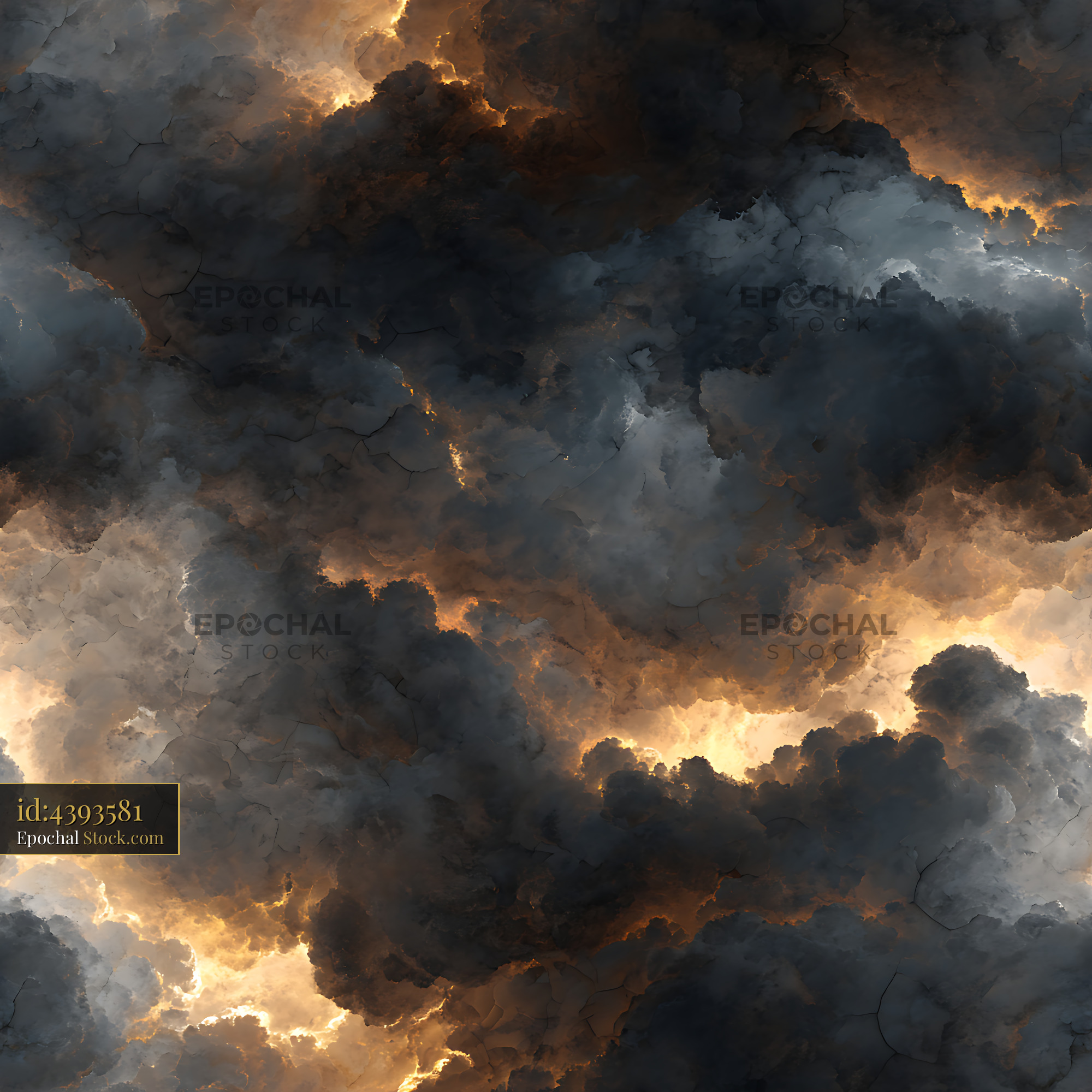 Dark Storm Clouds and Amber Glow Seamless Pattern - stock photo