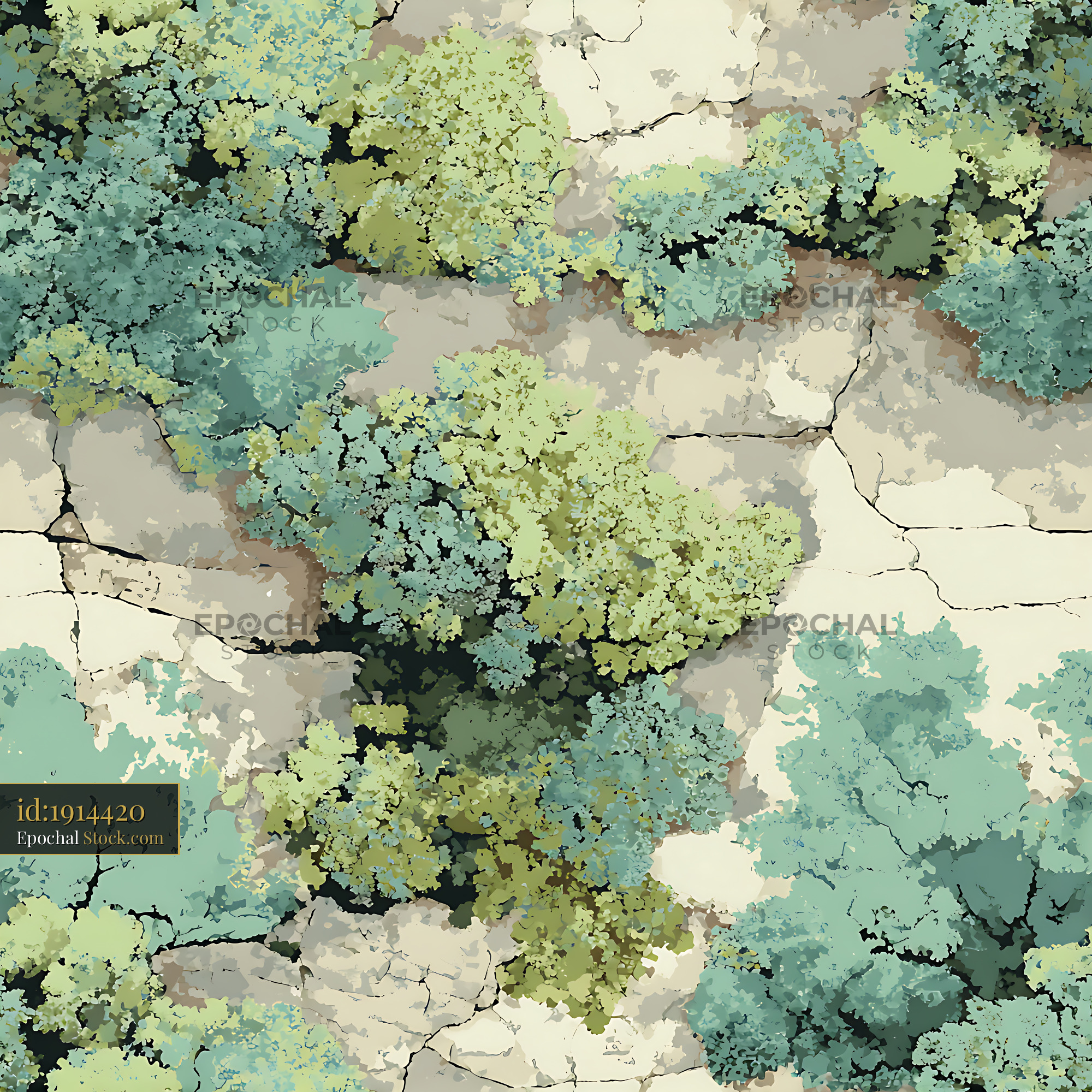 Sage Green Aerial Garden Rock Seamless Pattern - stock photo