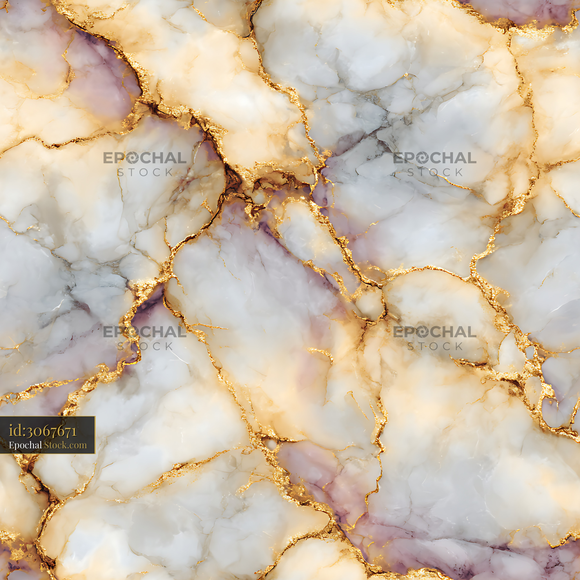 Marble Gold Vein Lavender Cream Seamless Pattern - stock photo