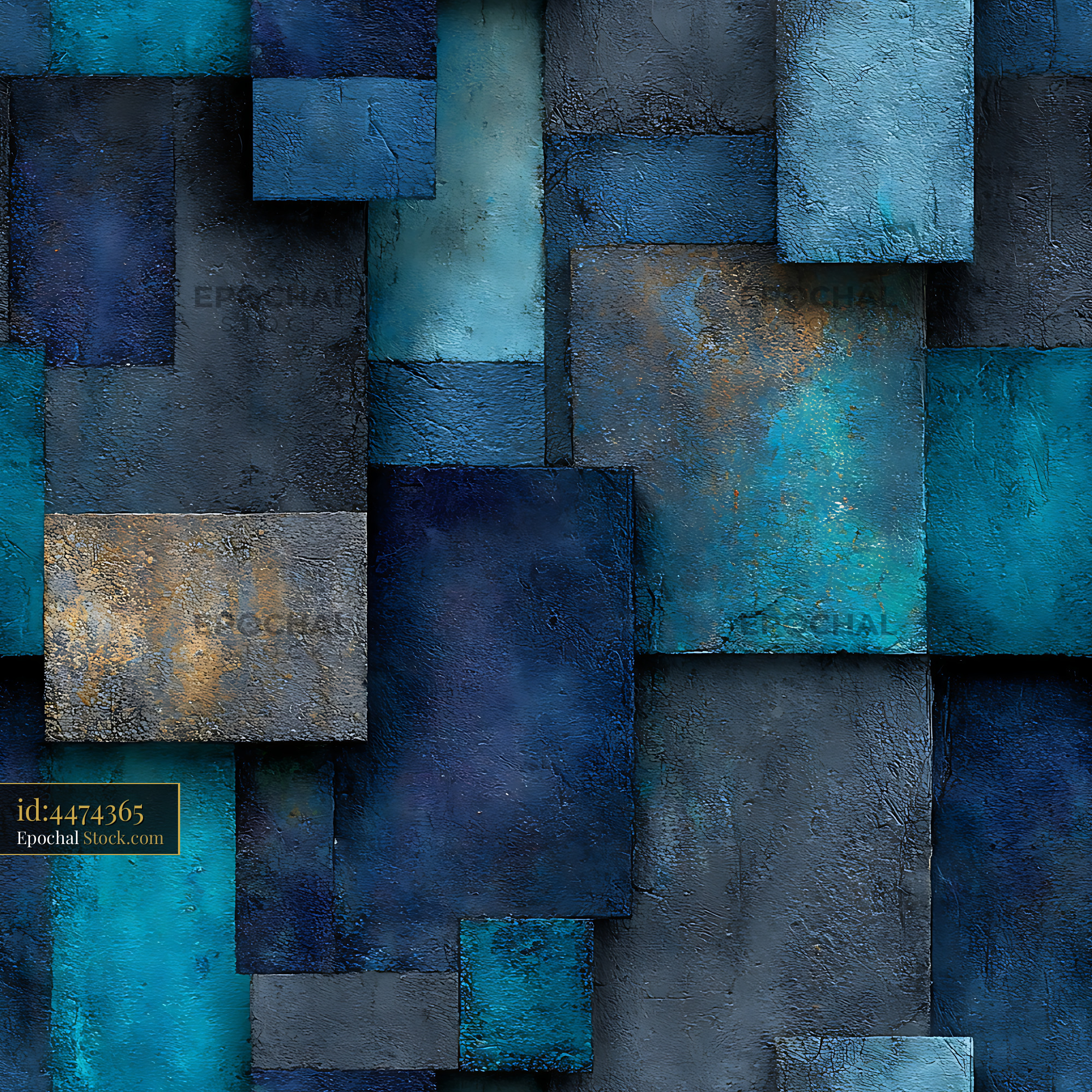 Textured Teal and Navy Geometric Seamless Pattern - stock photo