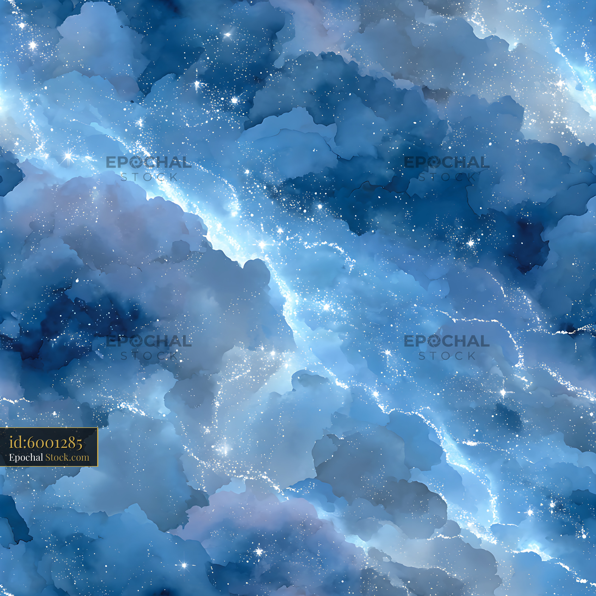 Ethereal Night Sky Galaxy Clouds Seamless Pattern - stock photo