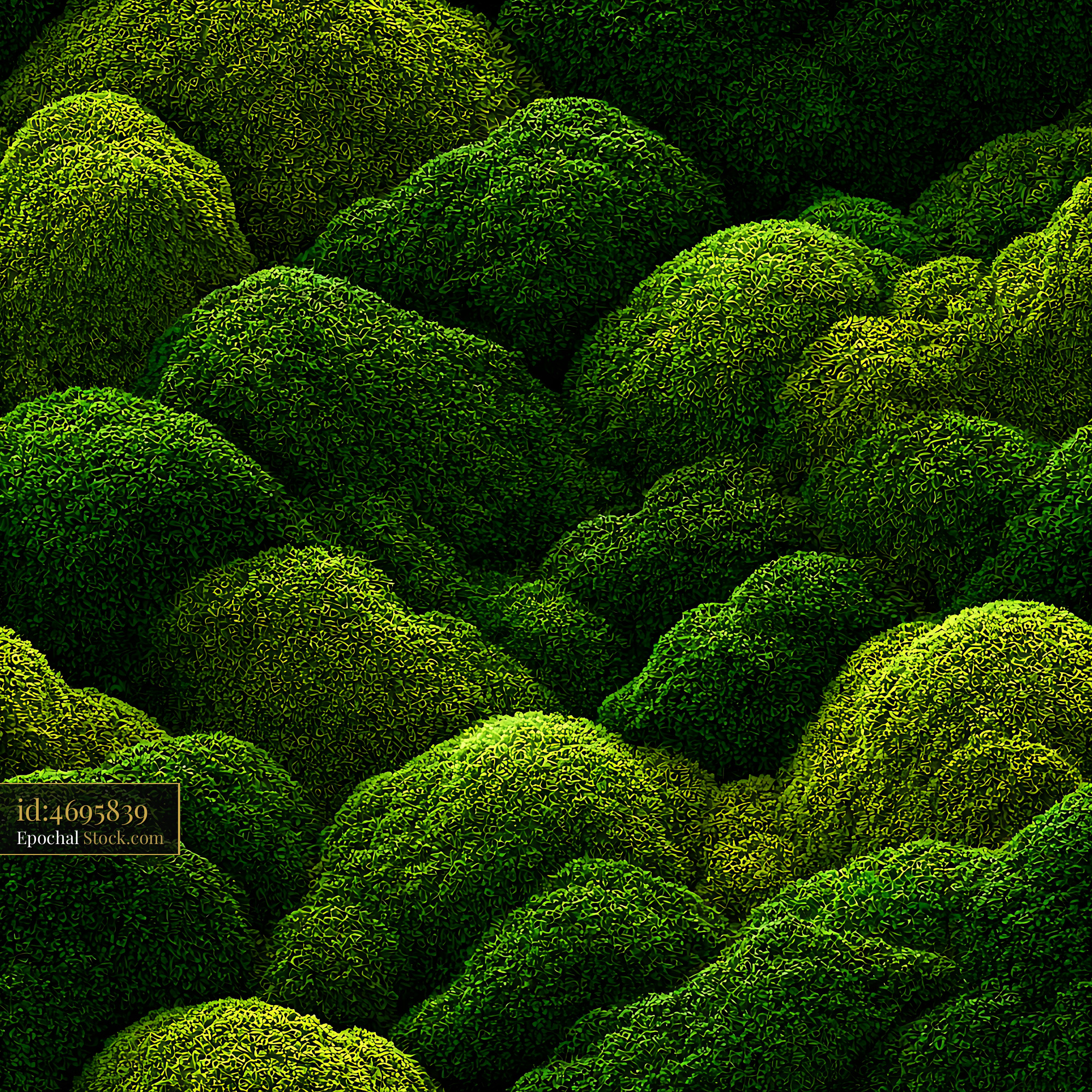 Green Mossy Hills Botanical Seamless Pattern - stock photo