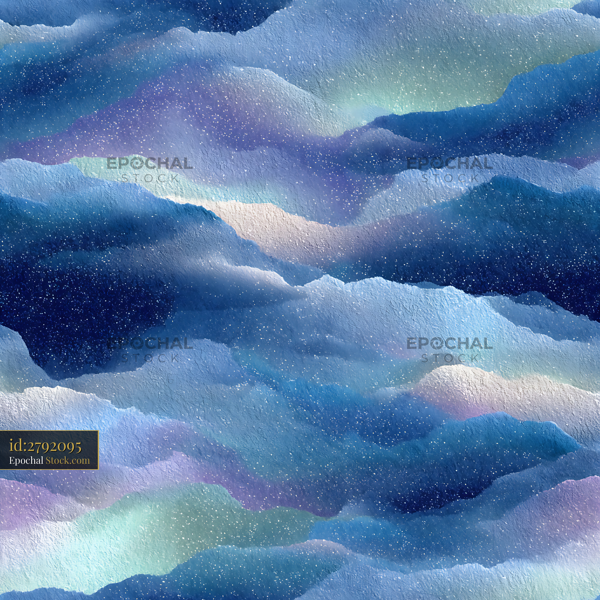 Textured Starlit Night Mountain Seamless Pattern - stock photo