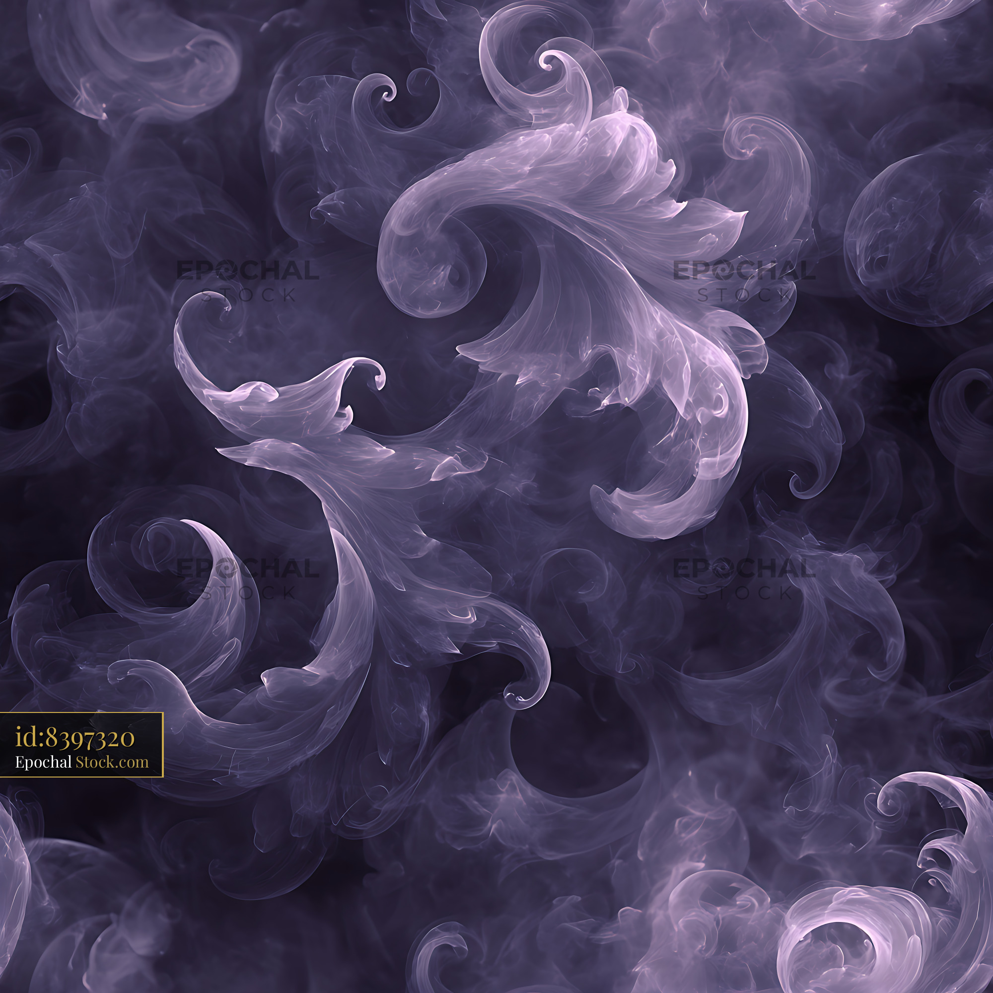 Lavender Wispy Damask Smoke Seamless Pattern - stock photo