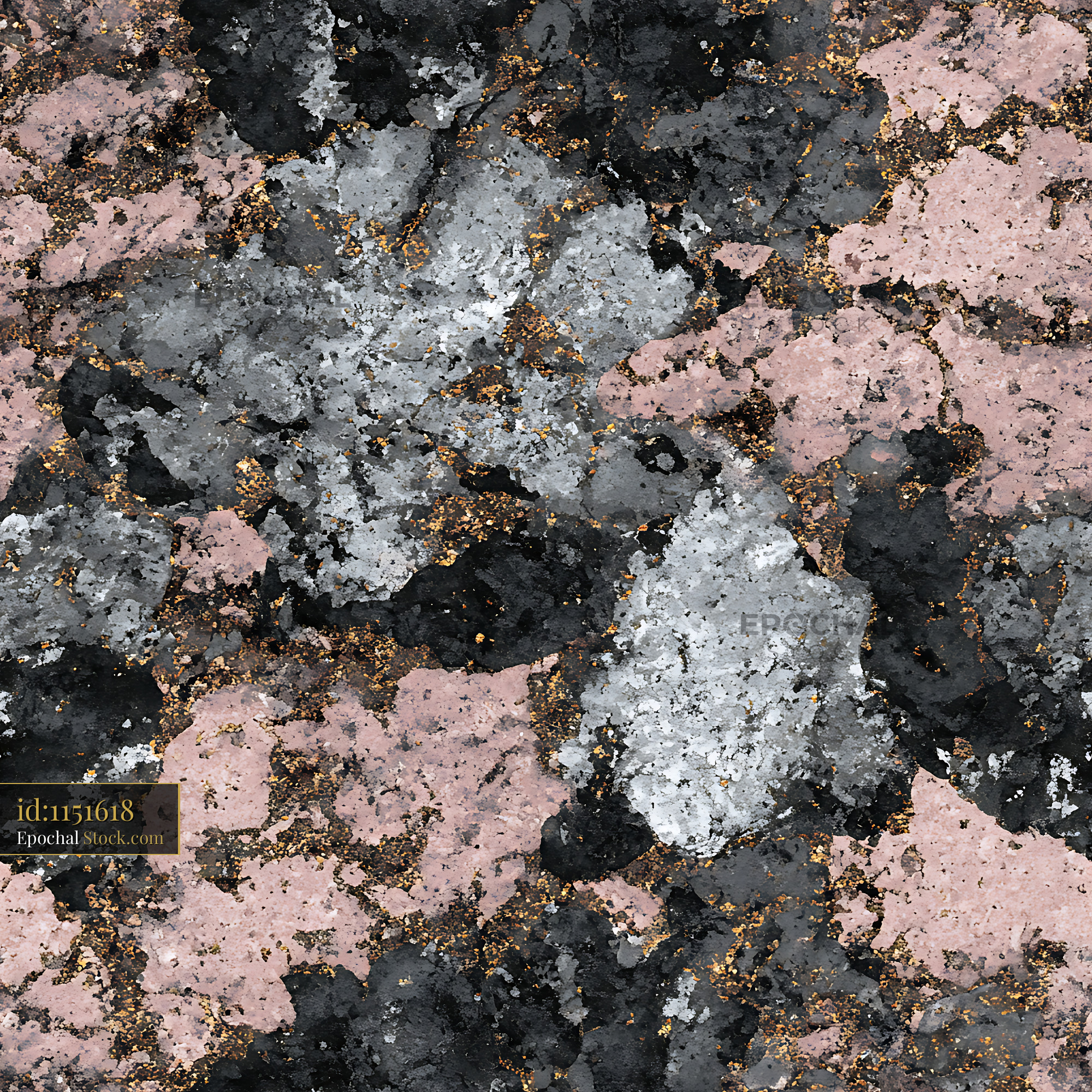 Abstract Gritty Stone and Gold Seamless Pattern - stock photo