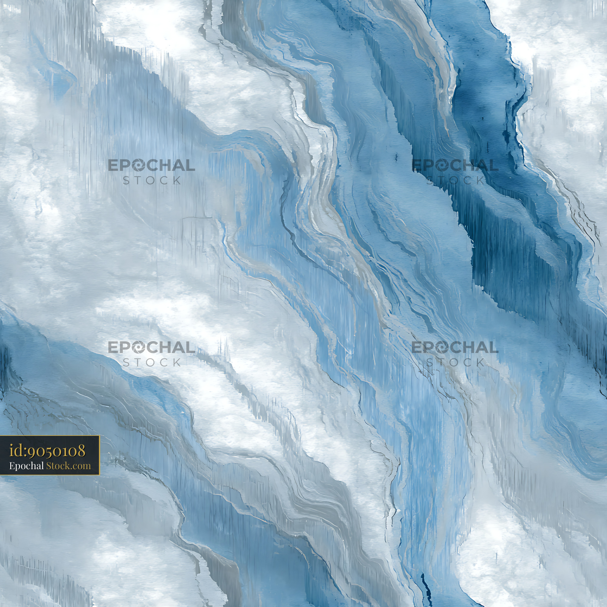 Blue Abstract Marble Fluid Seamless Repeat Pattern - stock photo