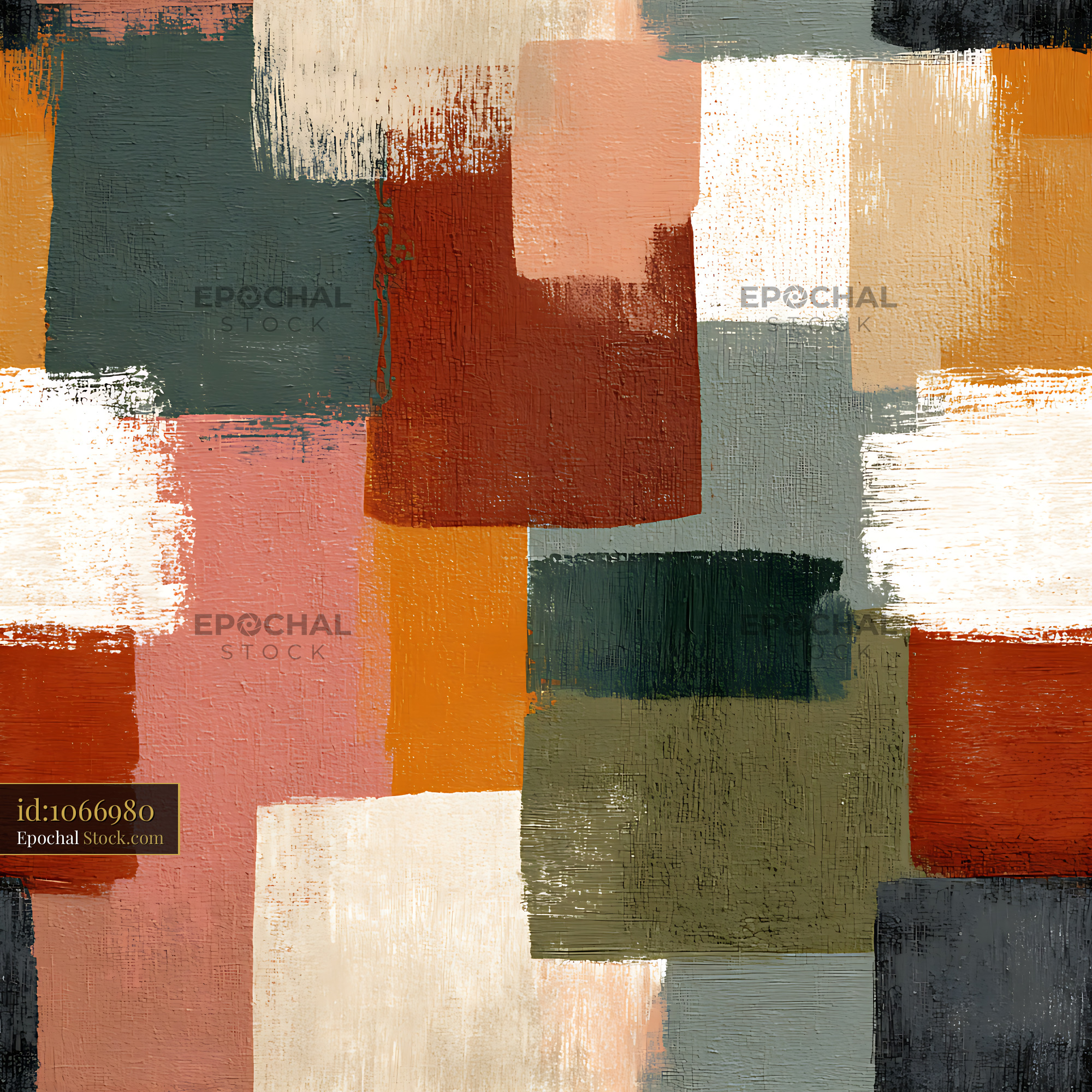 Terracotta Teal Abstract Block Seamless Pattern - stock photo