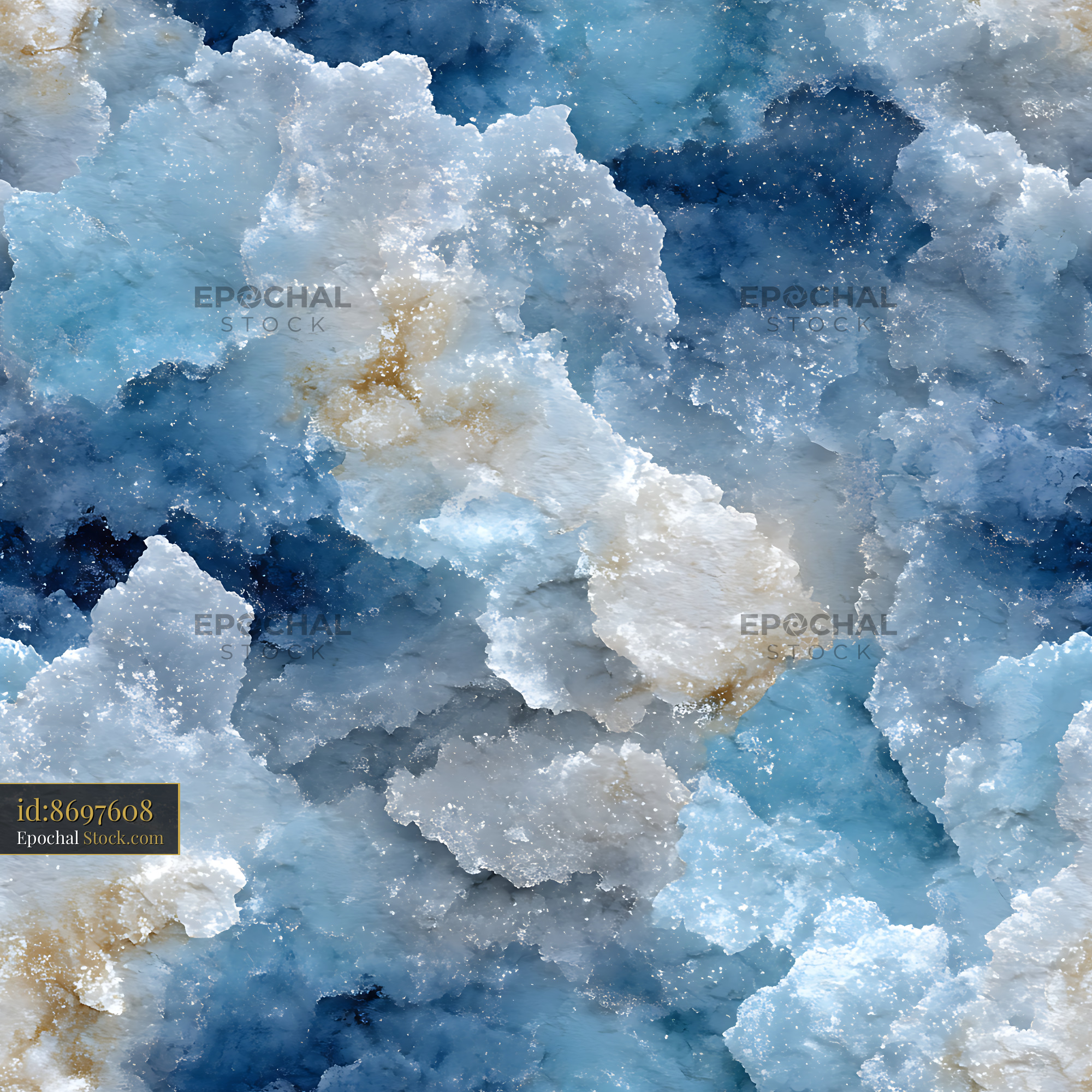 Abstract Watercolor Blue Marble Seamless Pattern - stock photo