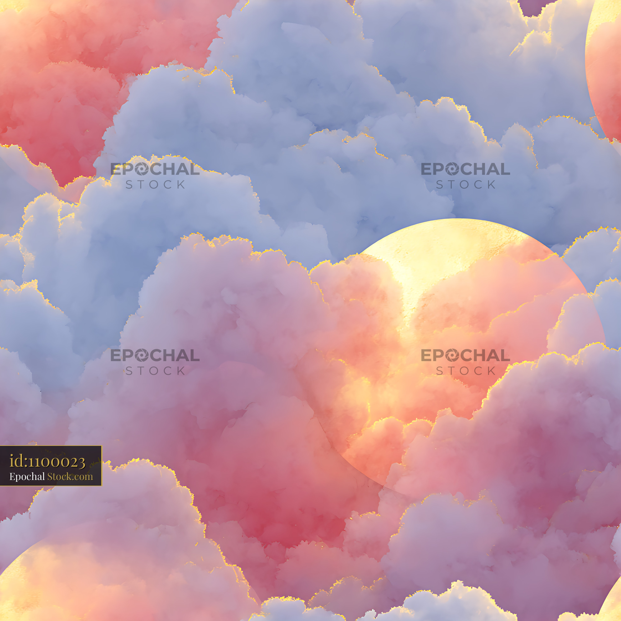 Ethereal Pastel Clouds Watercolor Seamless Pattern - stock photo