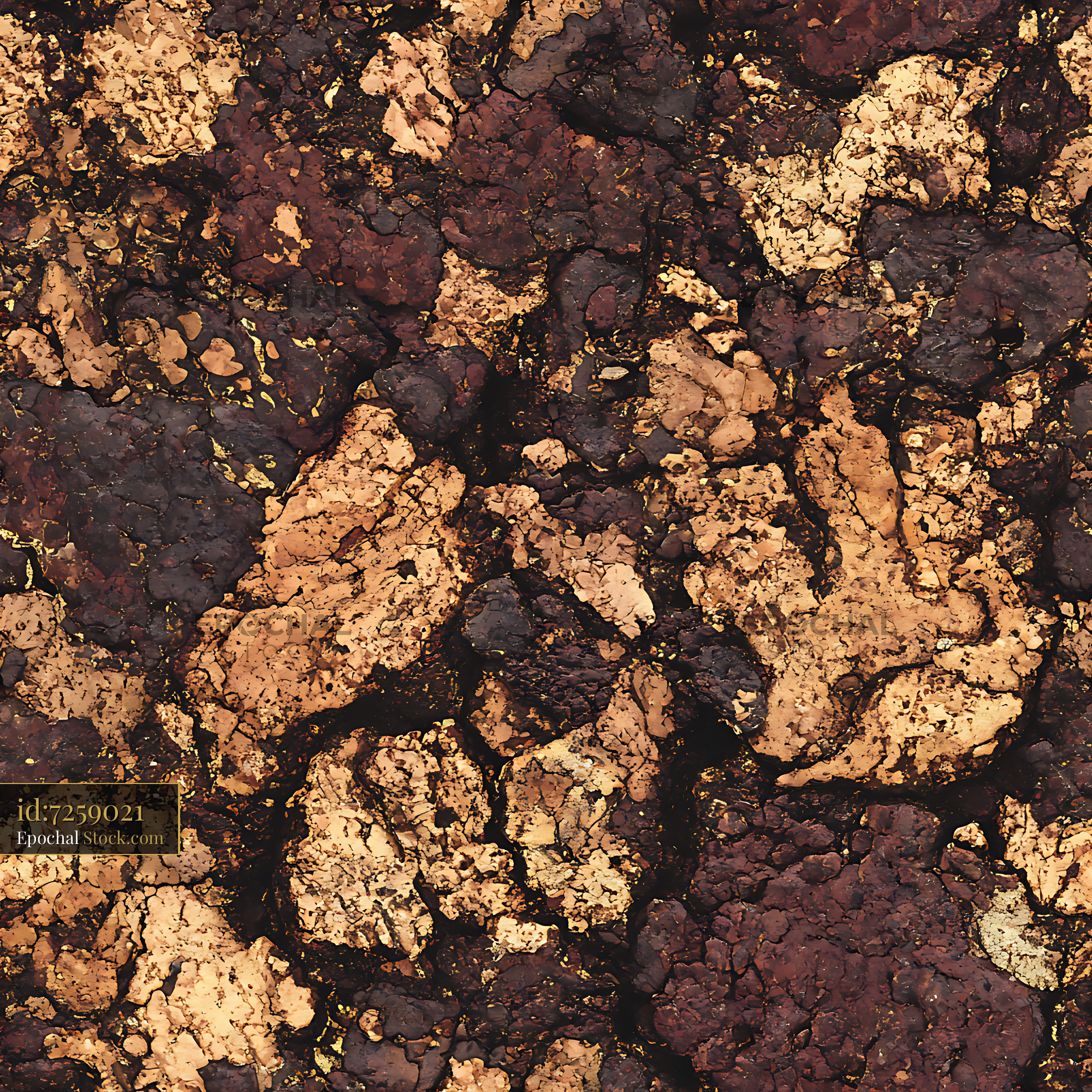 Earthy Gold and Brown Cracked Seamless Pattern - stock photo