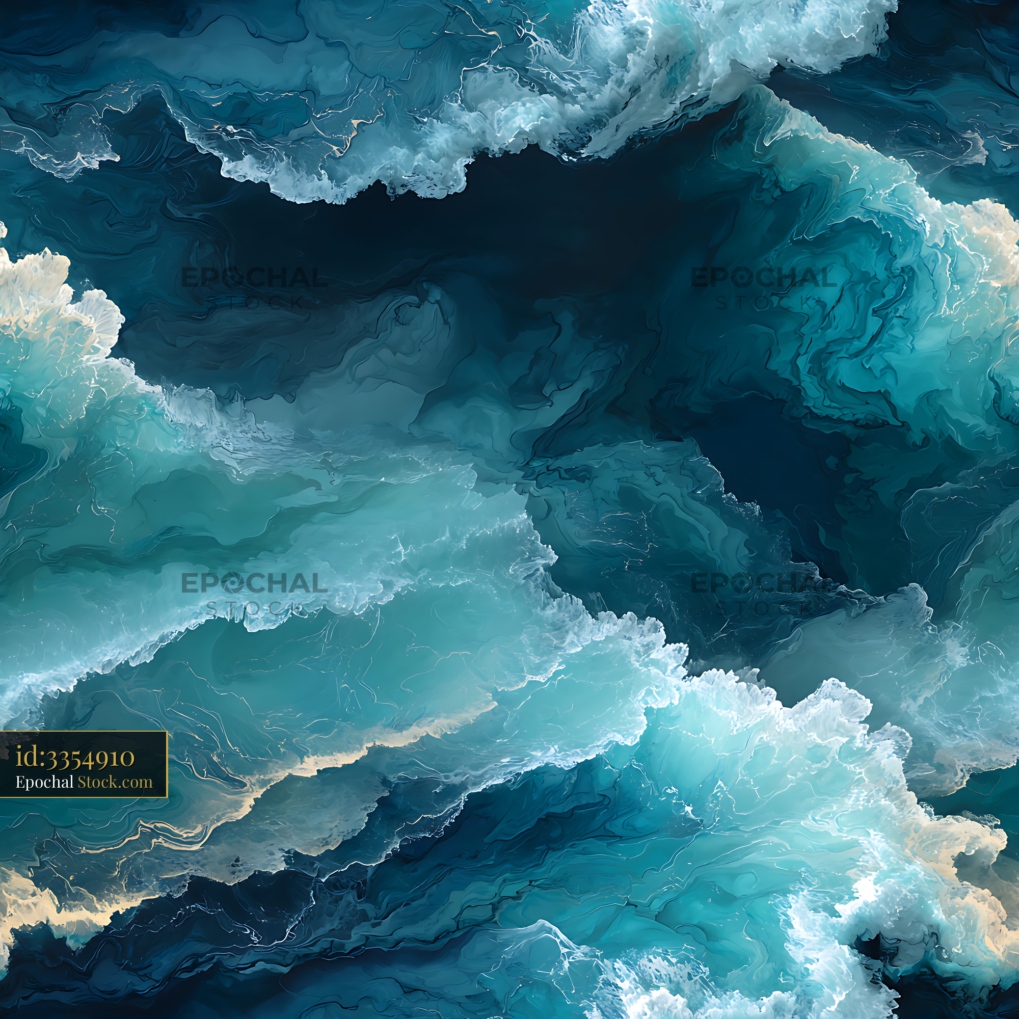 Abstract Teal Fluid Alcohol Ink Seamless Pattern - stock photo