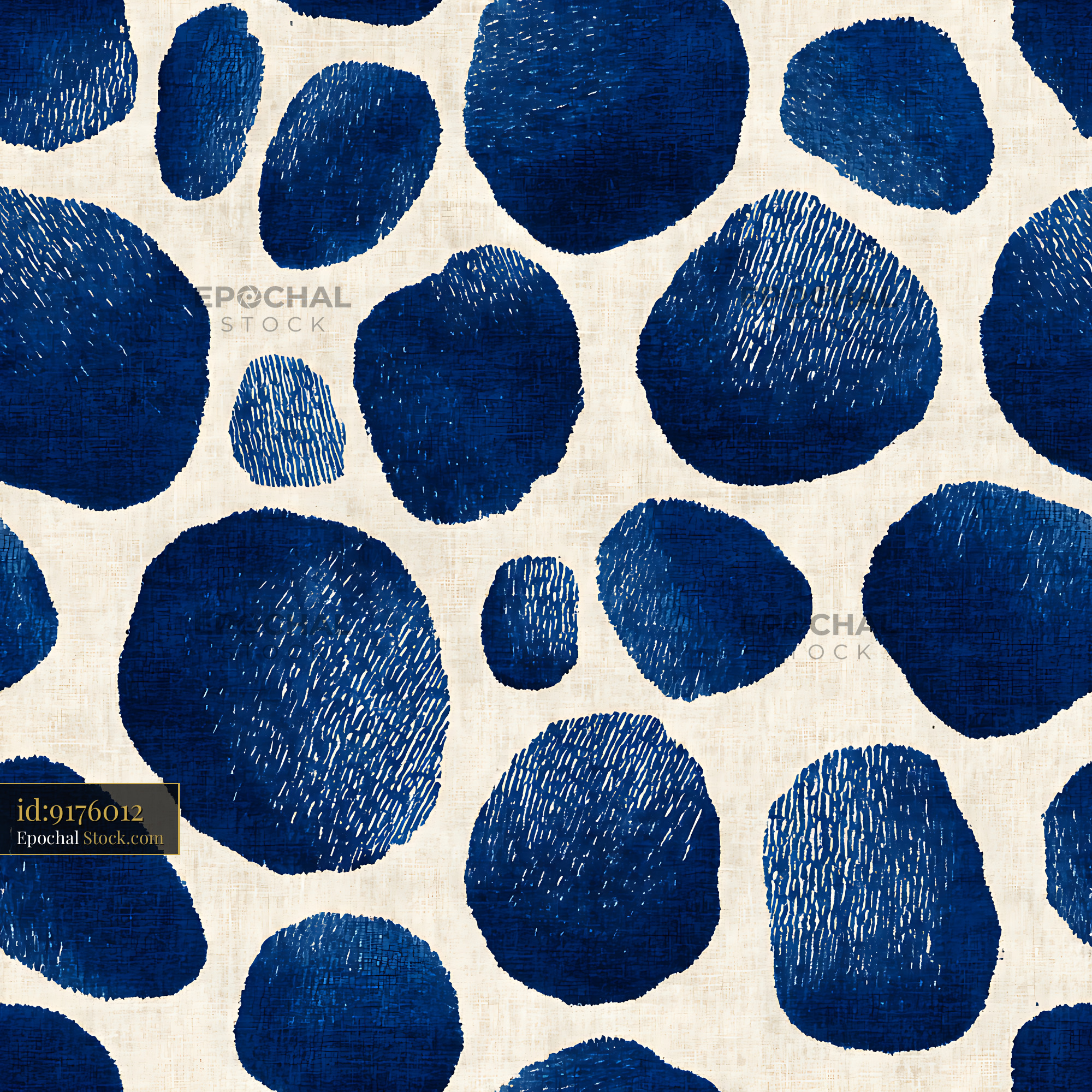 Indigo Abstract Organic Spots Seamless Pattern - stock photo