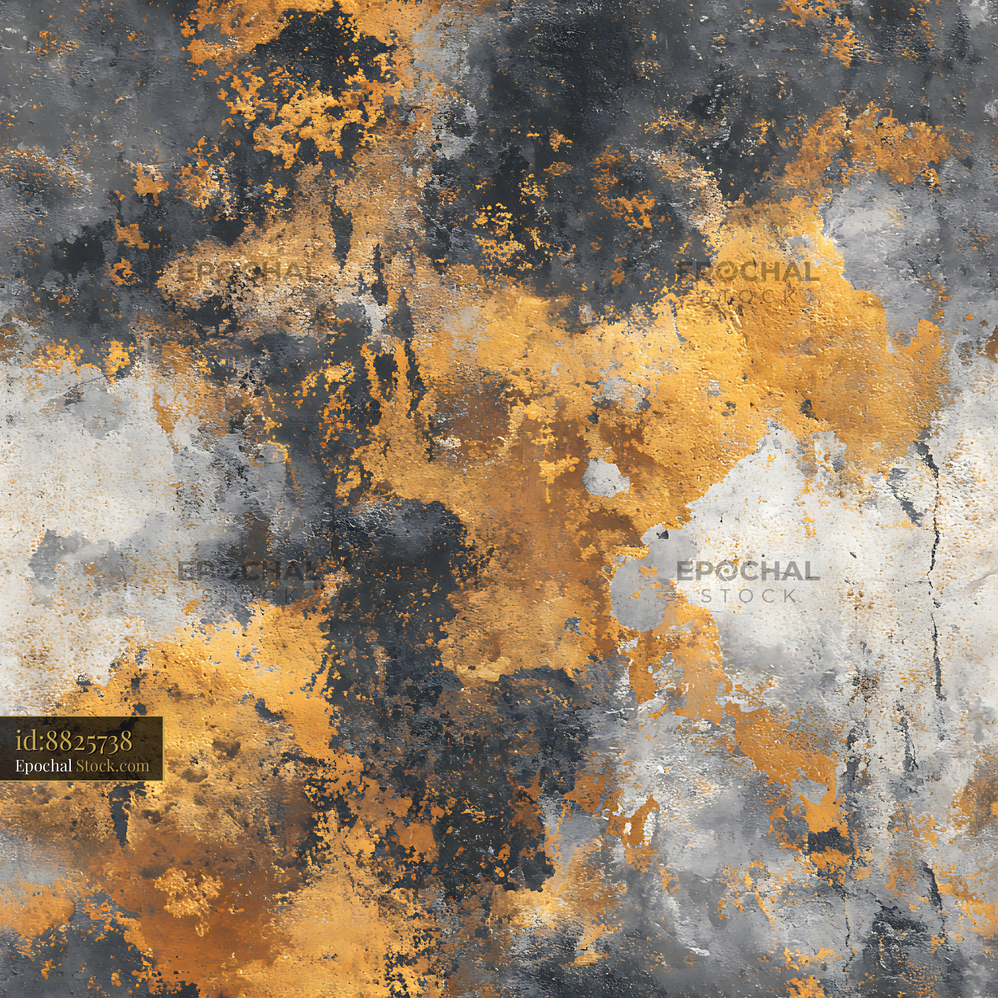 Distressed Gold and Grey Plaster Seamless Pattern - stock photo