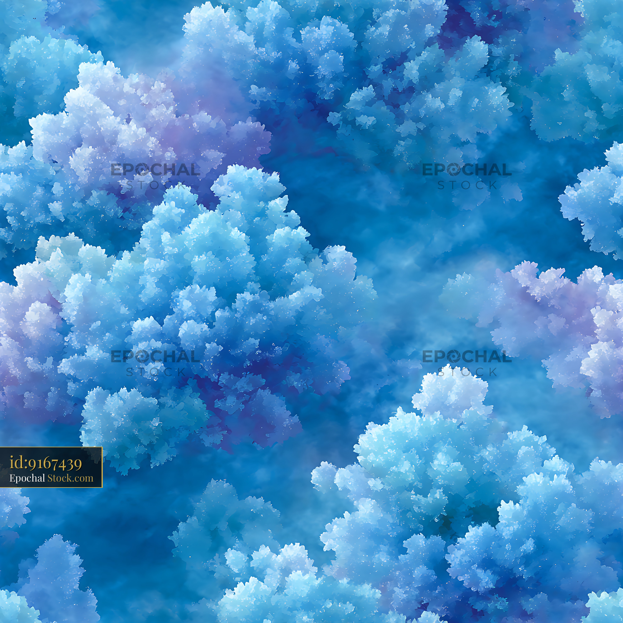 Blue Coral Crystalline Textures Seamless Pattern - stock photo