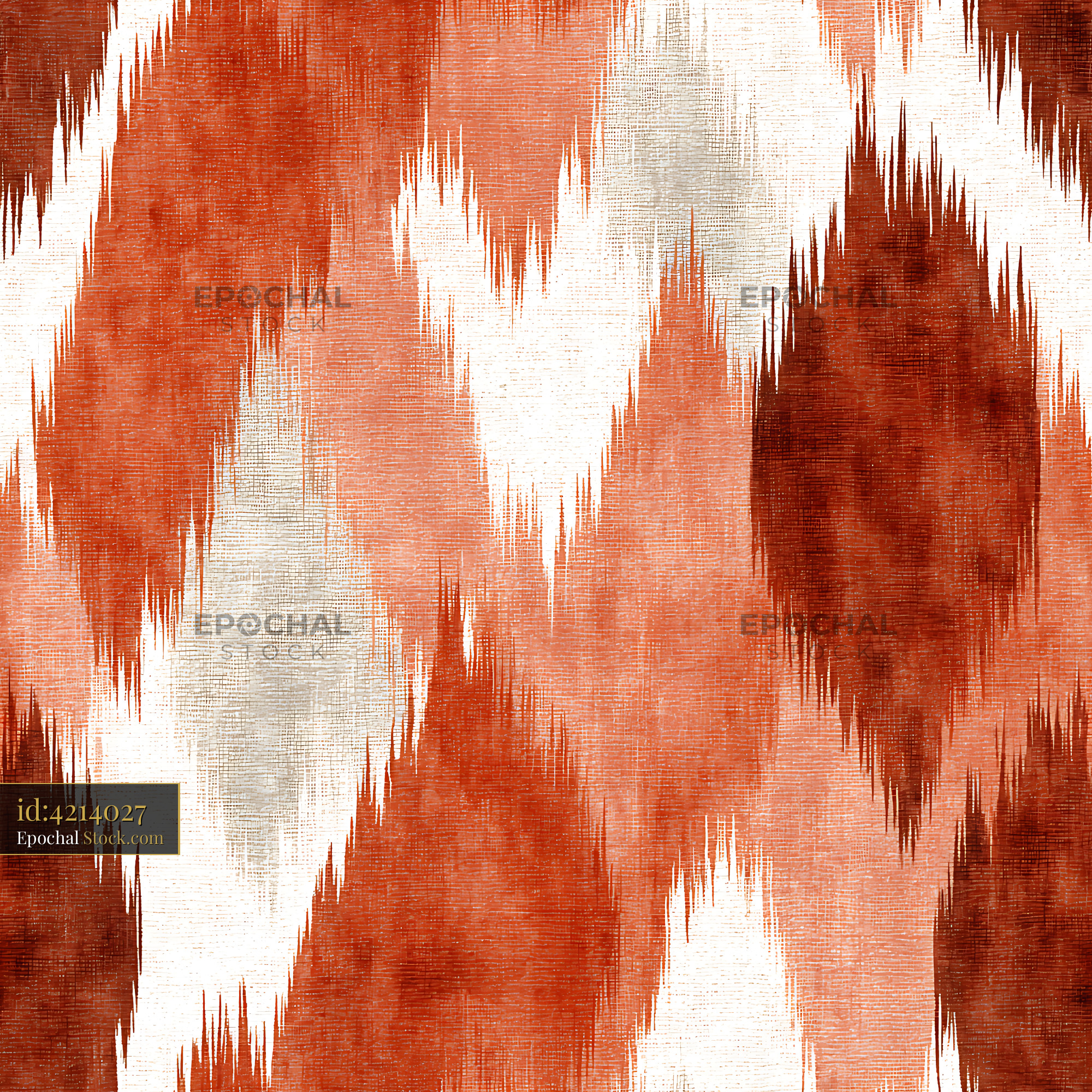 Terracotta Woven Ikat Diamond Seamless Pattern - stock photo