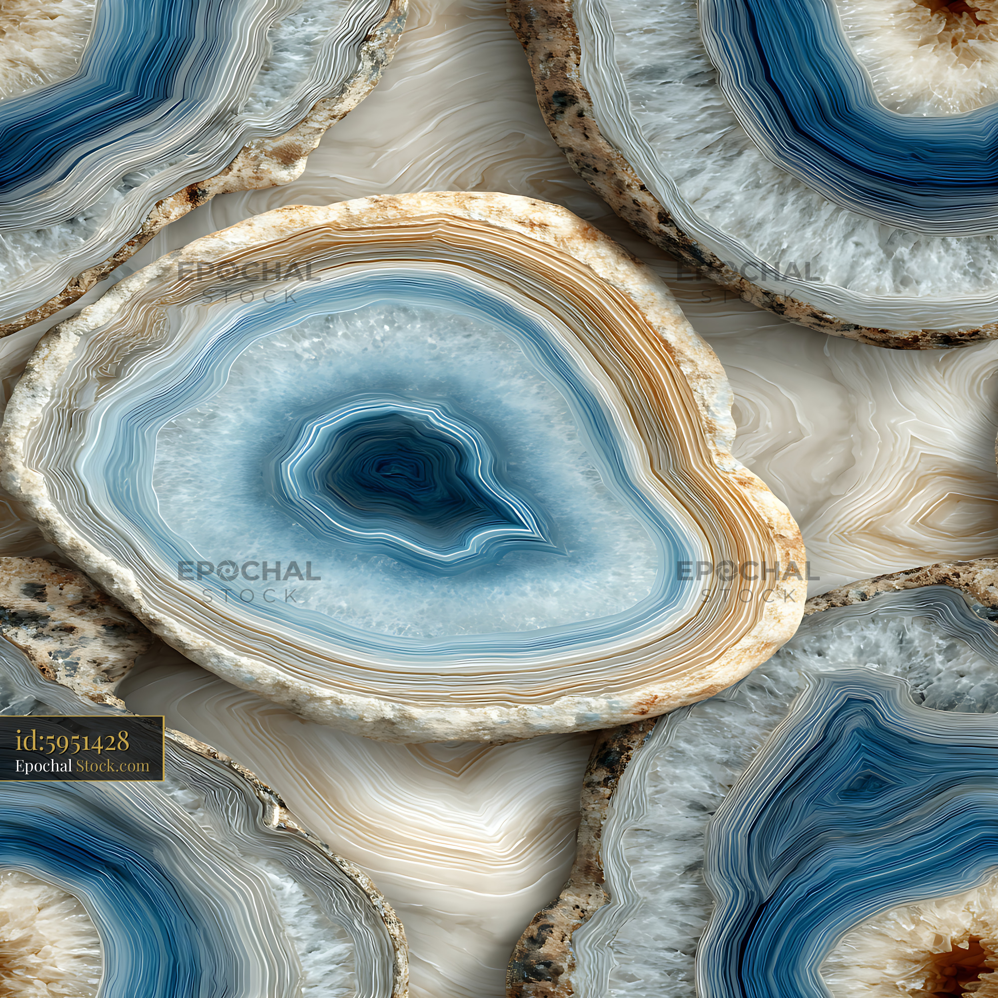 Luxury Blue Agate Geode Stone Seamless Pattern - stock photo