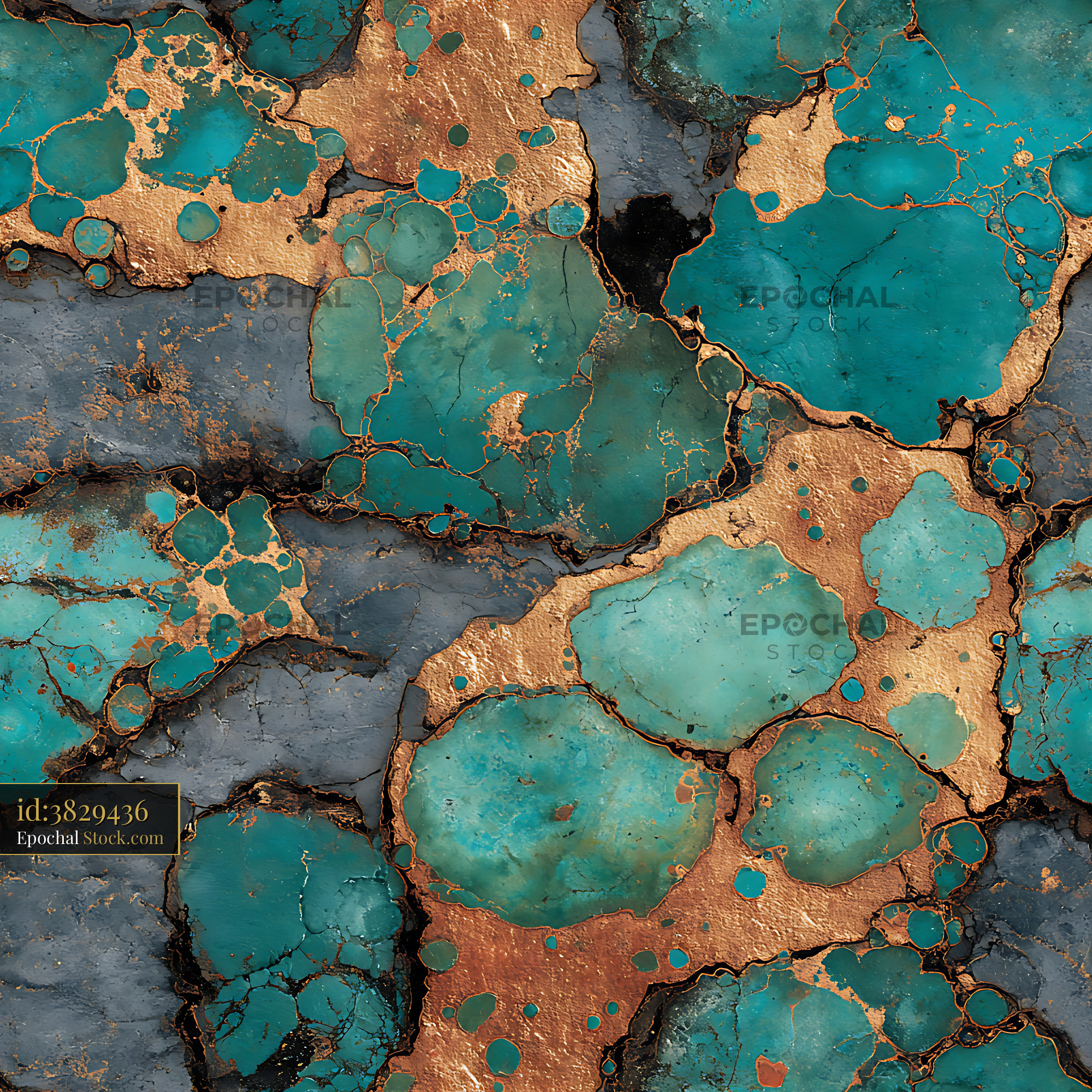 Turquoise Copper Mineral Stone Seamless Pattern - stock photo