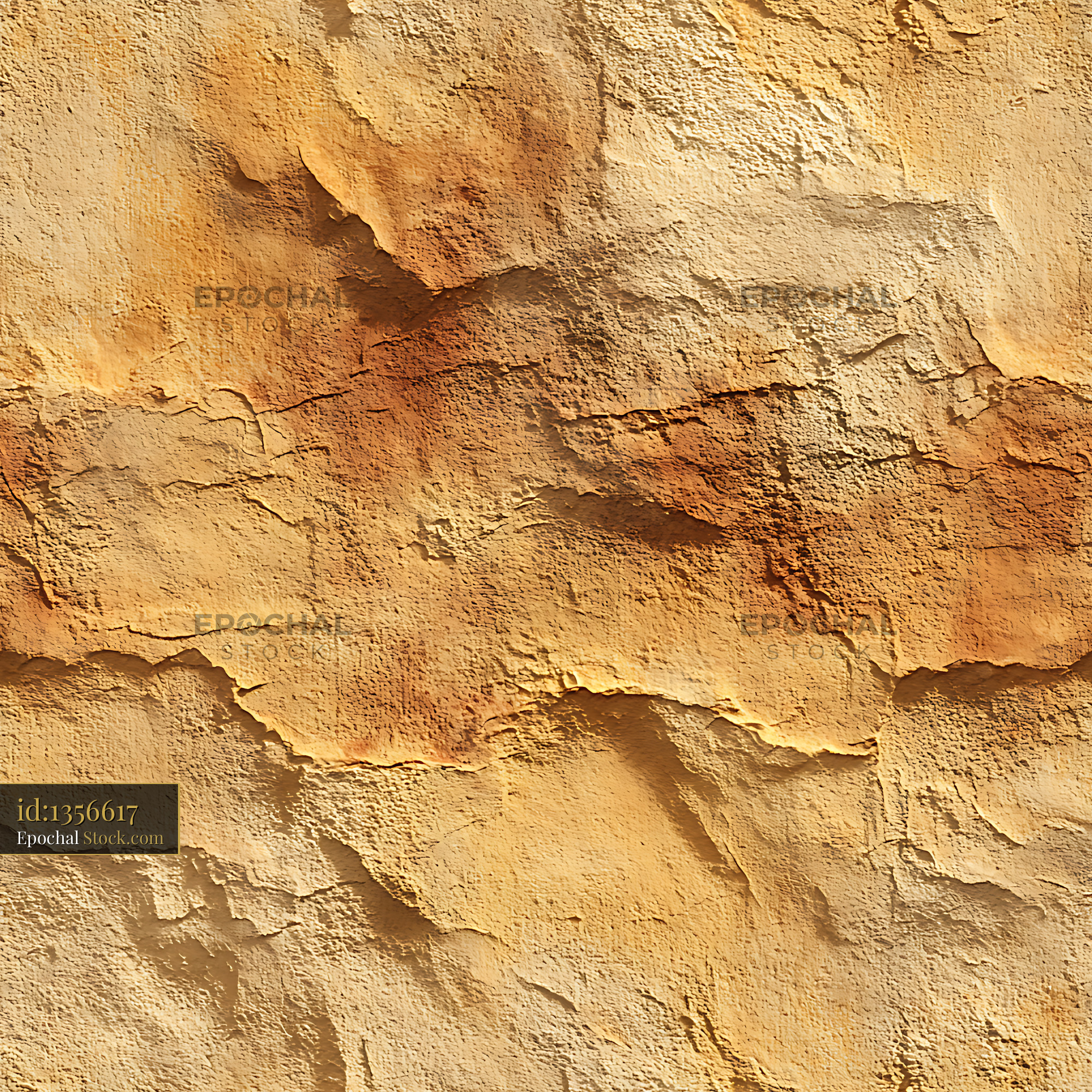 Weathered Ochre Plaster Texture Seamless Pattern - stock photo