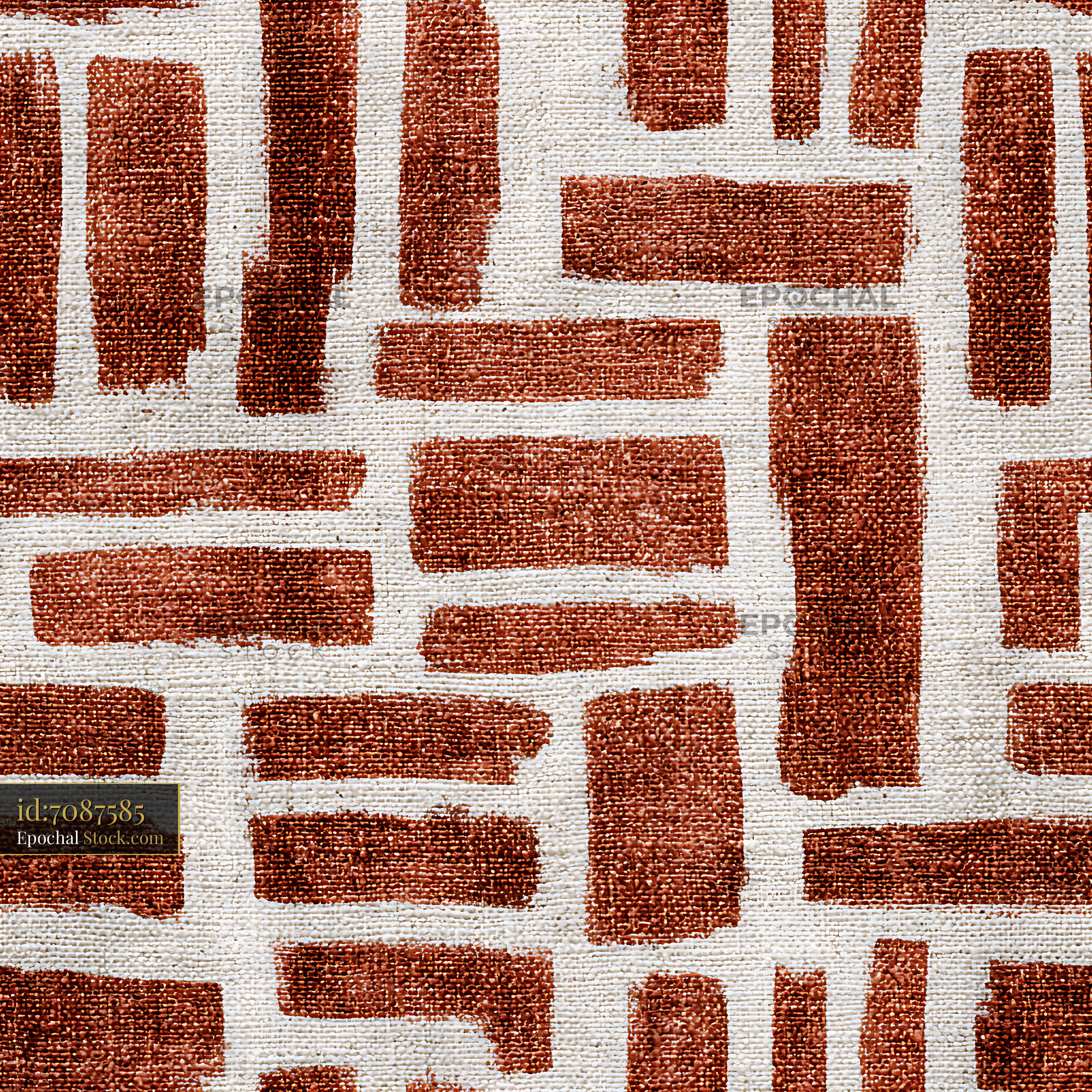 Terracotta Hand Painted Block Seamless Pattern - stock photo
