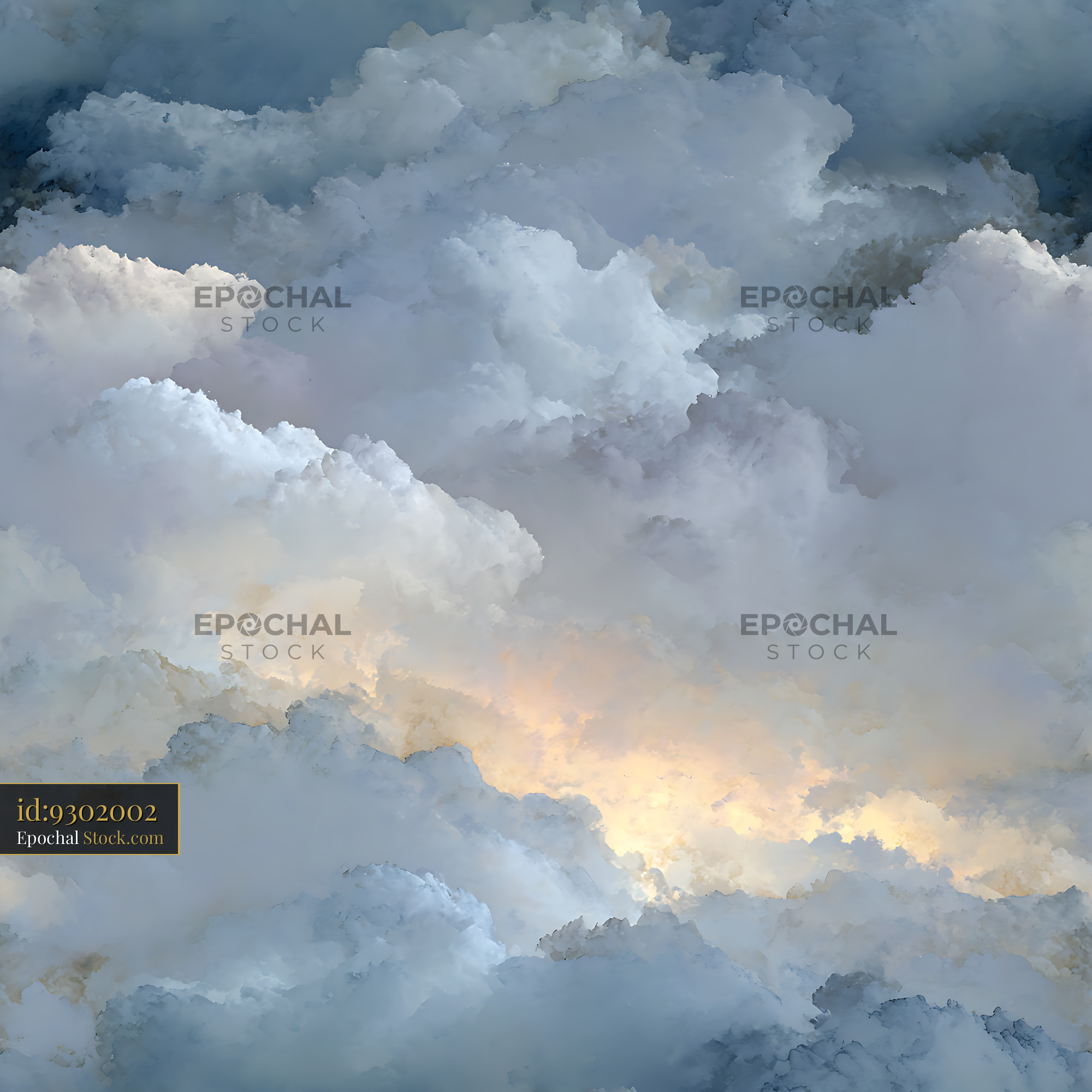 Atmospheric Watercolor Sky Clouds Seamless Pattern - stock photo