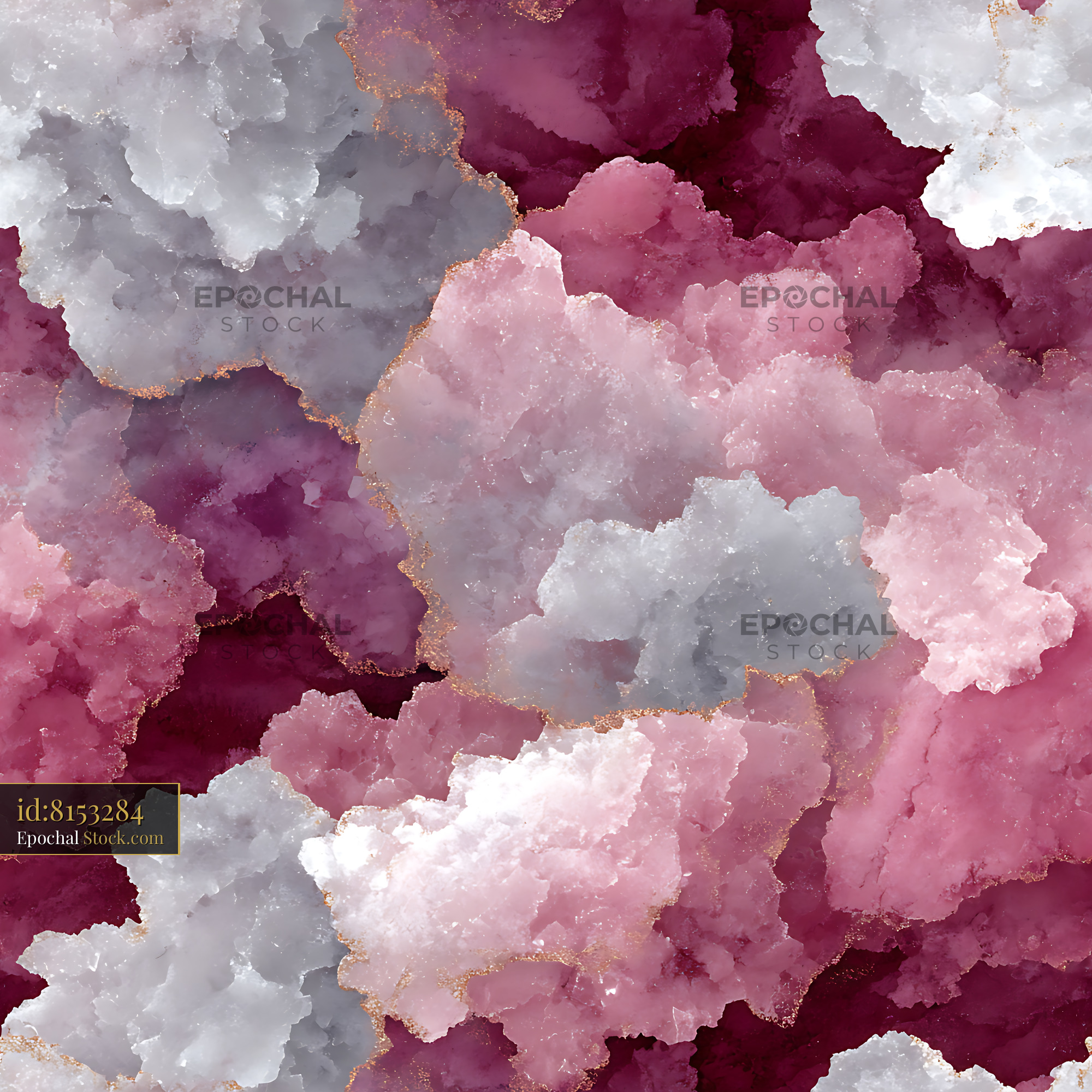 Rose Quartz and Burgundy Agate Seamless Pattern - stock photo