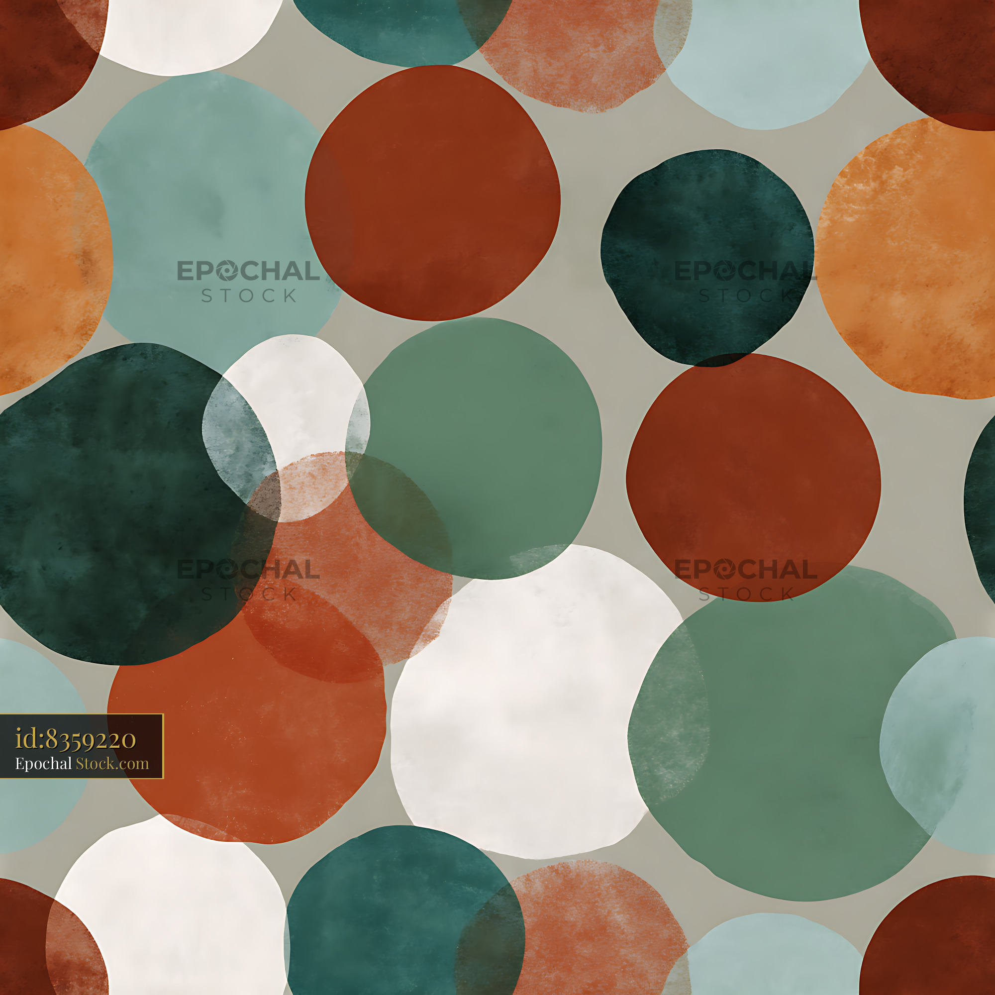 Terracotta Sage Abstract Circles Seamless Pattern - stock photo