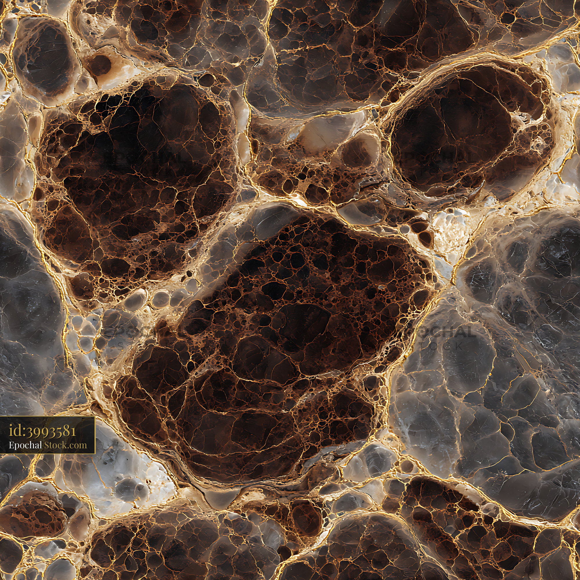 Espresso Brown and Gold Resin Seamless Pattern - stock photo