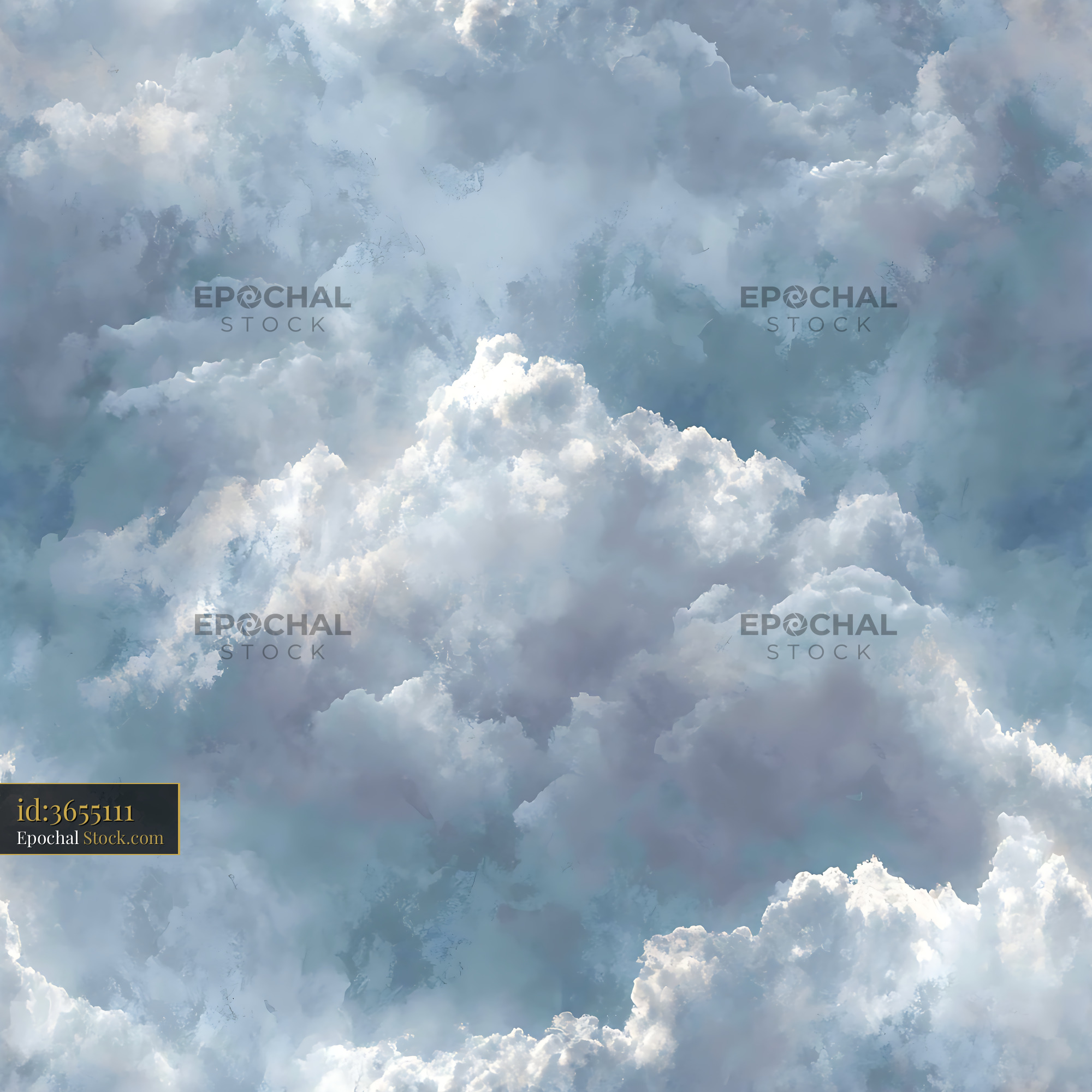 Soft Painterly Ethereal Clouds Seamless Pattern - stock photo