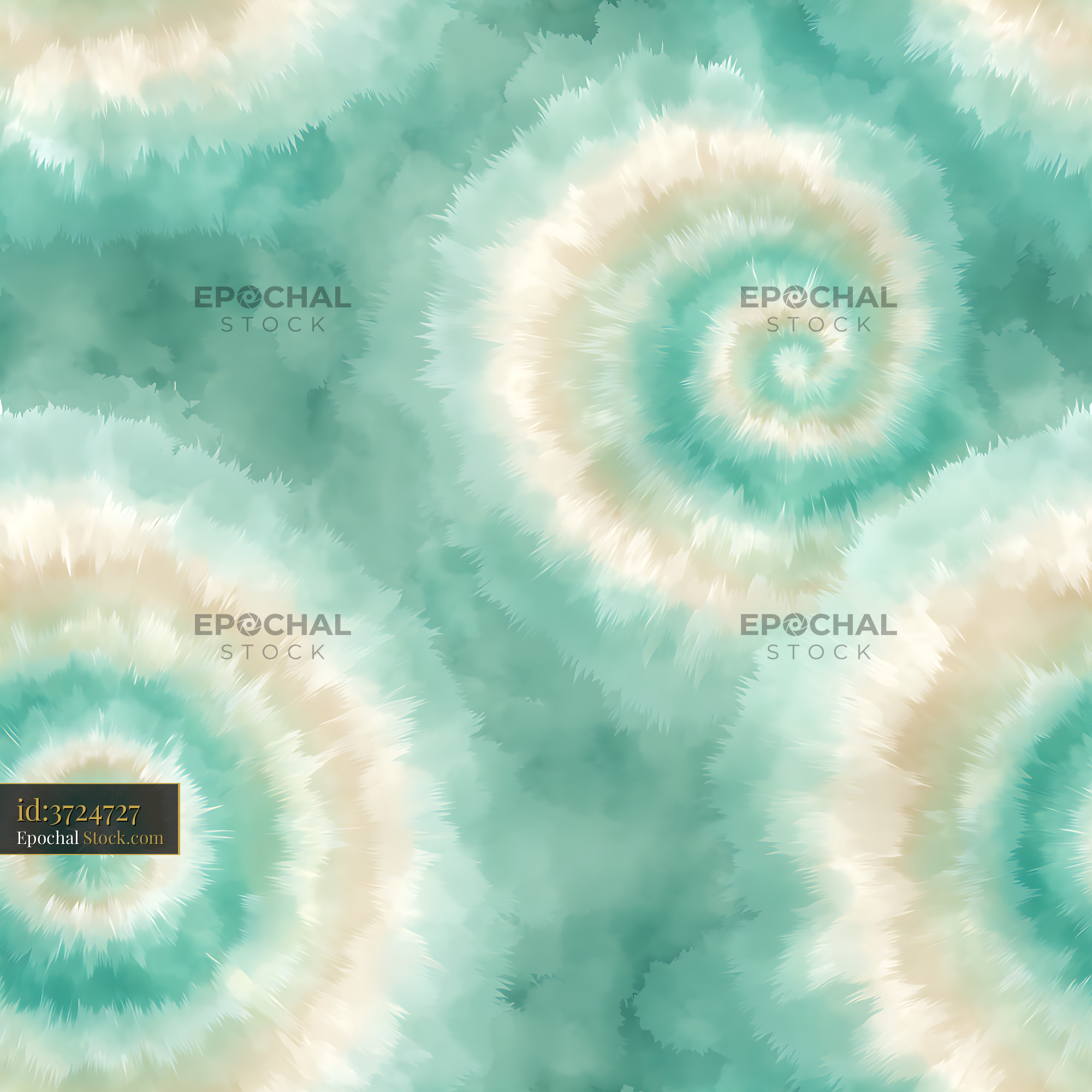 Coastal Teal Shibori Spiral Seamless Pattern - stock photo