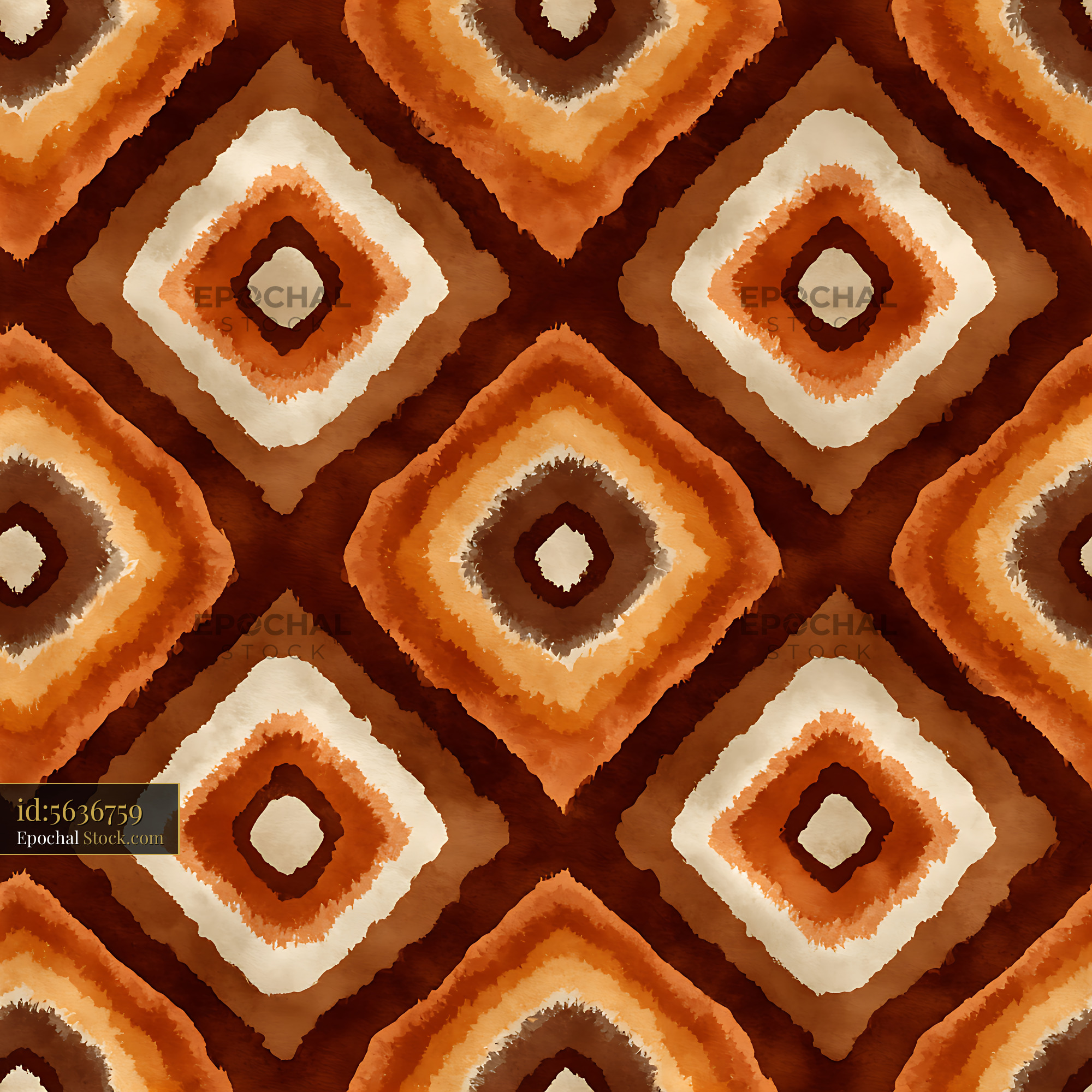 Earthy Terracotta Tie Dye Diamonds Seamless Patter - stock photo