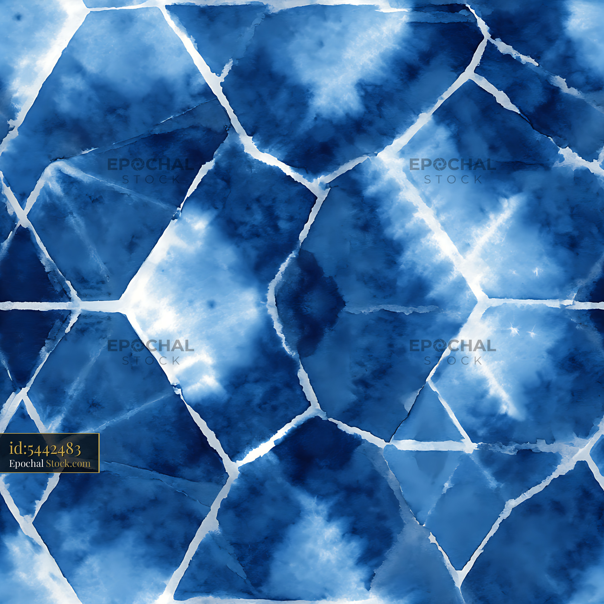 Indigo Shibori Geometric Mosaic Seamless Pattern - stock photo