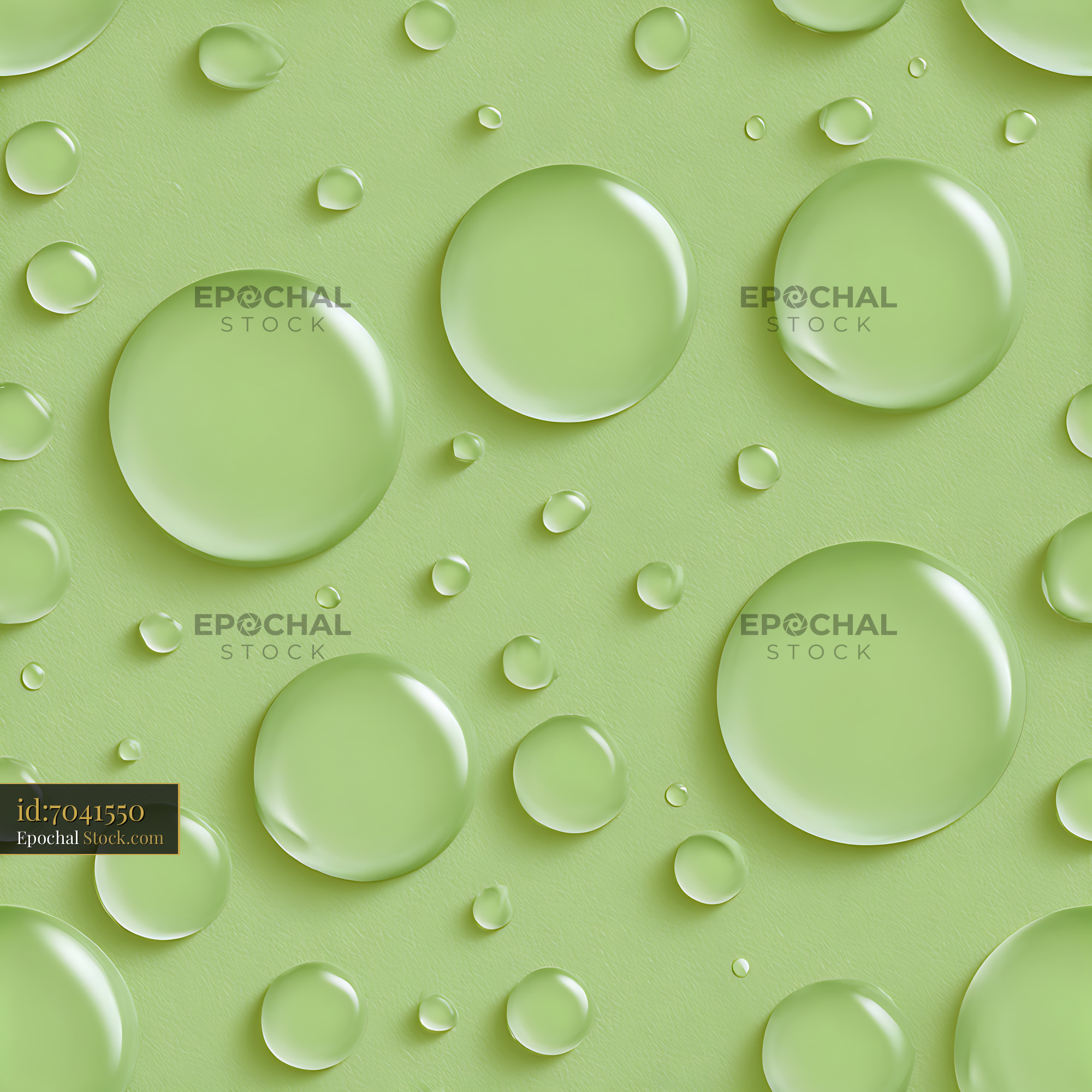 Realistic Dew Drops On Green Seamless Pattern - stock photo