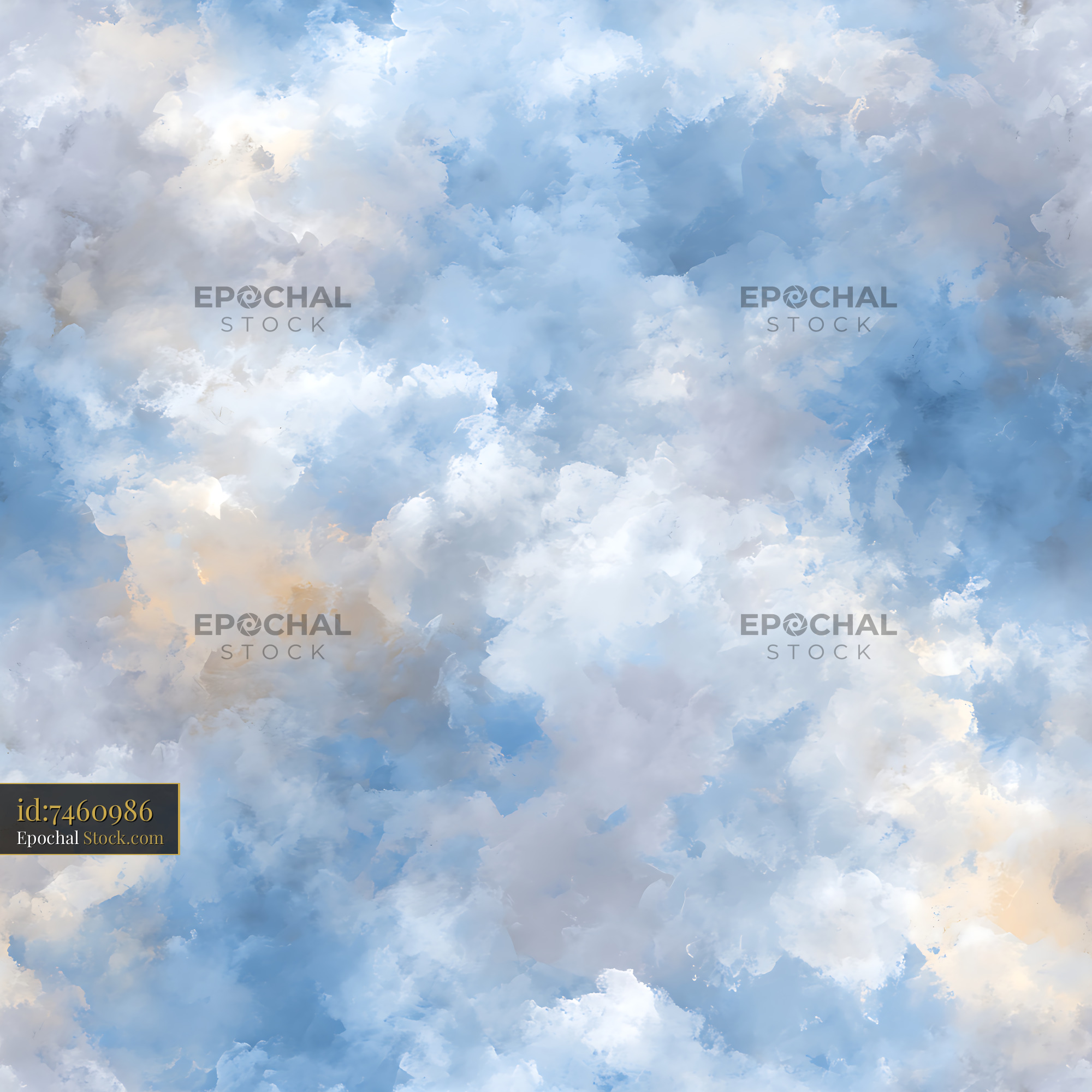 Ethereal Blue Sky Watercolor Seamless Pattern - stock photo