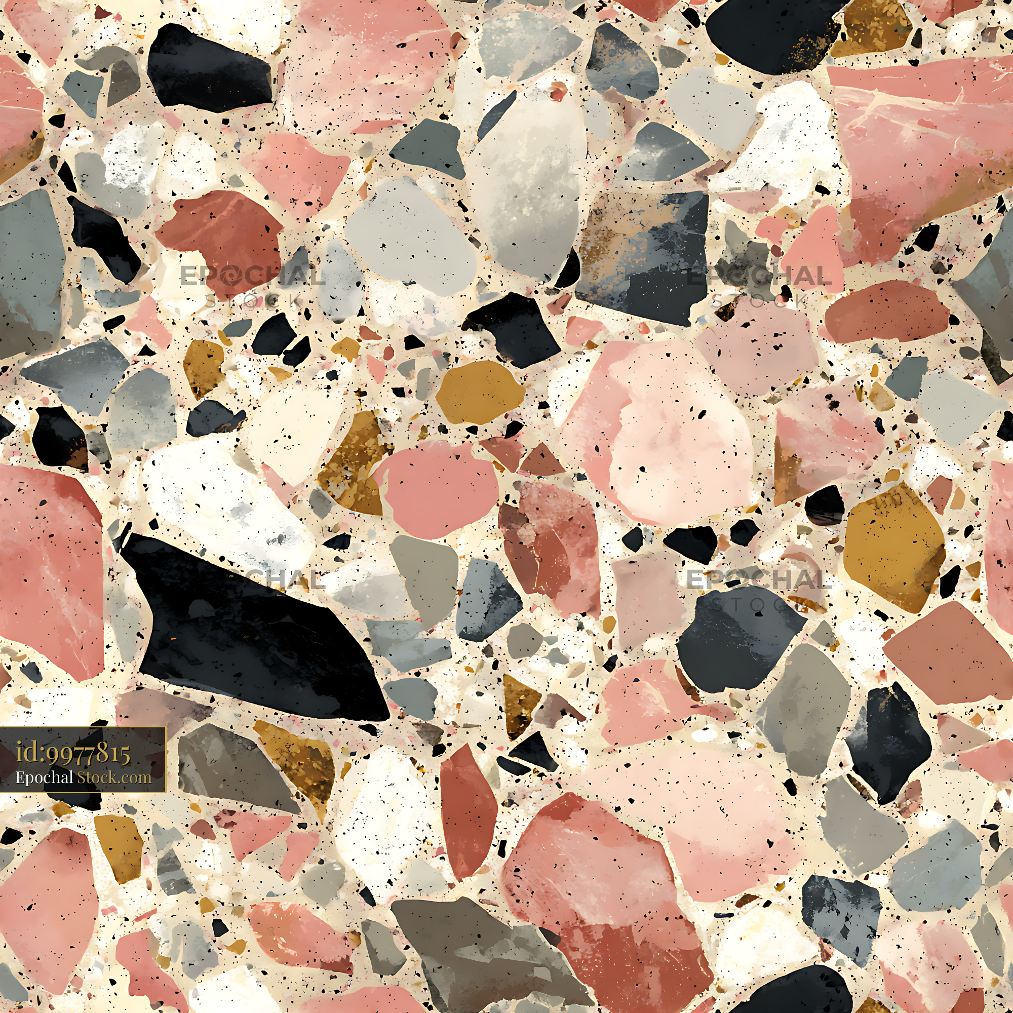 Rose and Charcoal Terrazzo Stone Seamless Pattern - stock photo