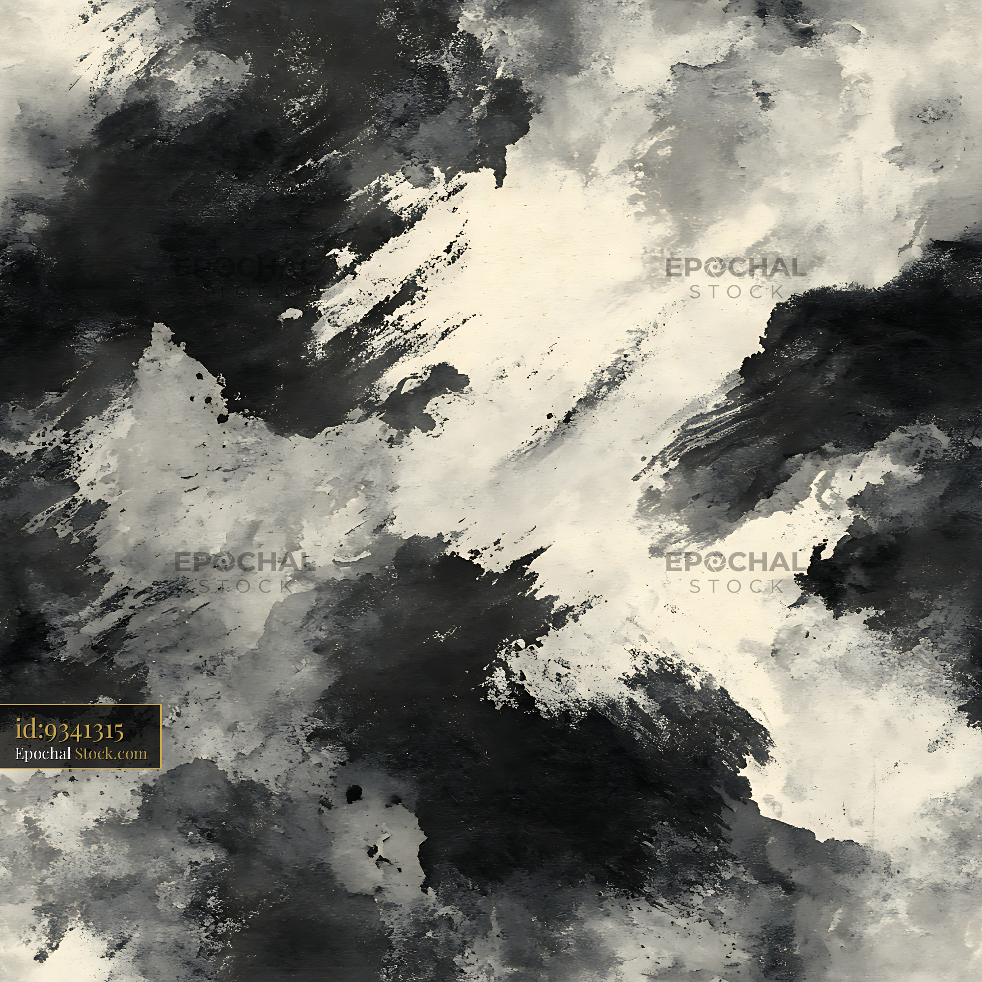 Moody Grayscale Abstract Brushstroke Seamless Patt - stock photo