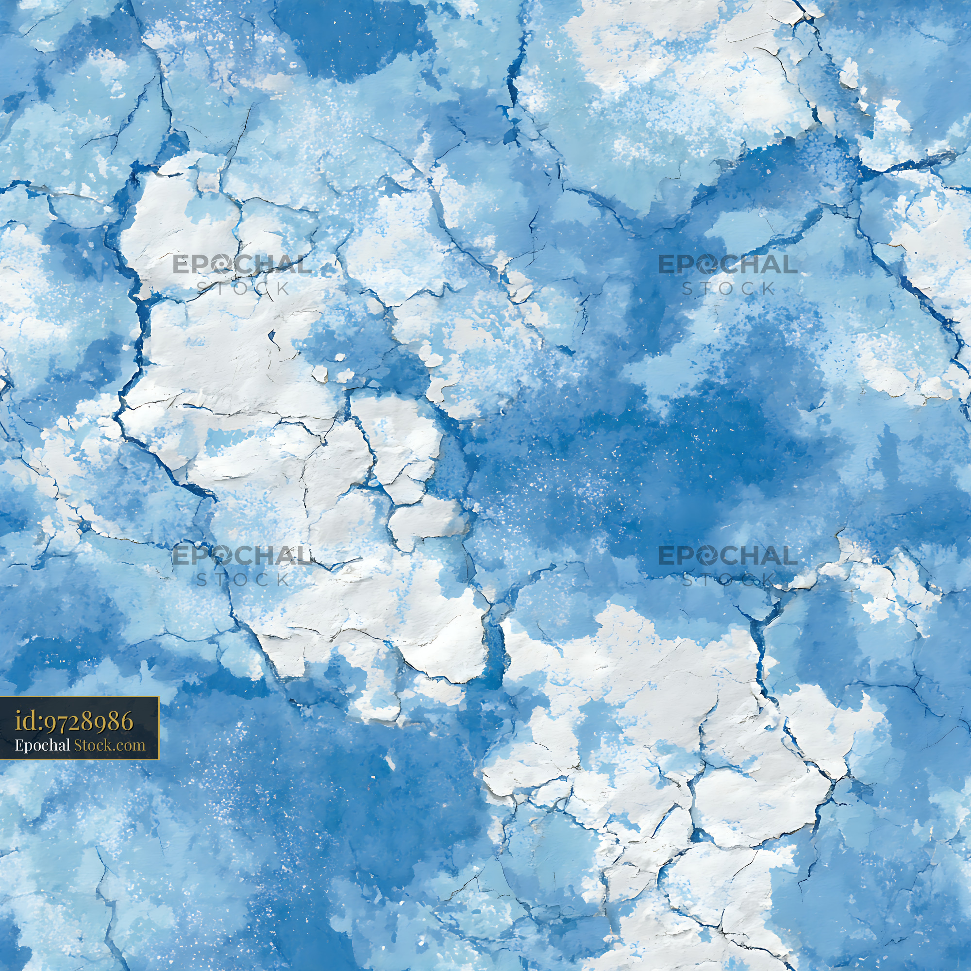 Weathered Blue Cracked Plaster Seamless Pattern - stock photo