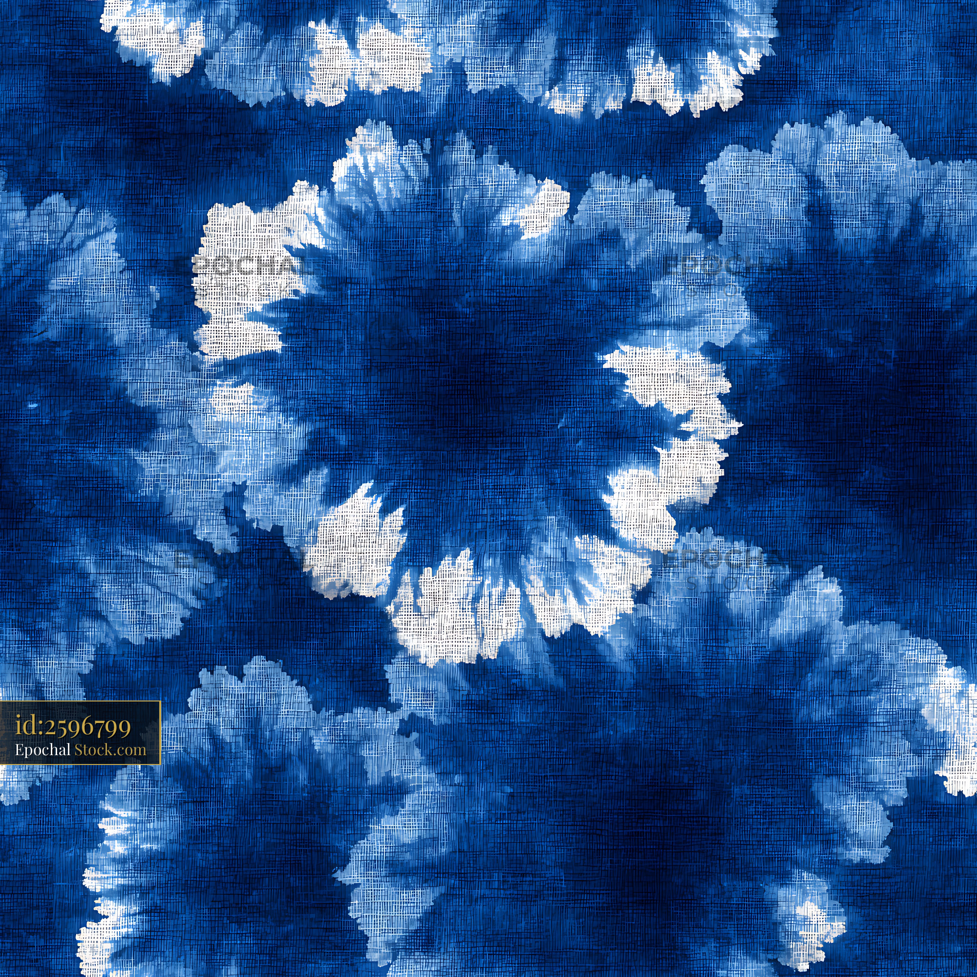 Indigo Shibori Tie Dye Burst Seamless Pattern - stock photo