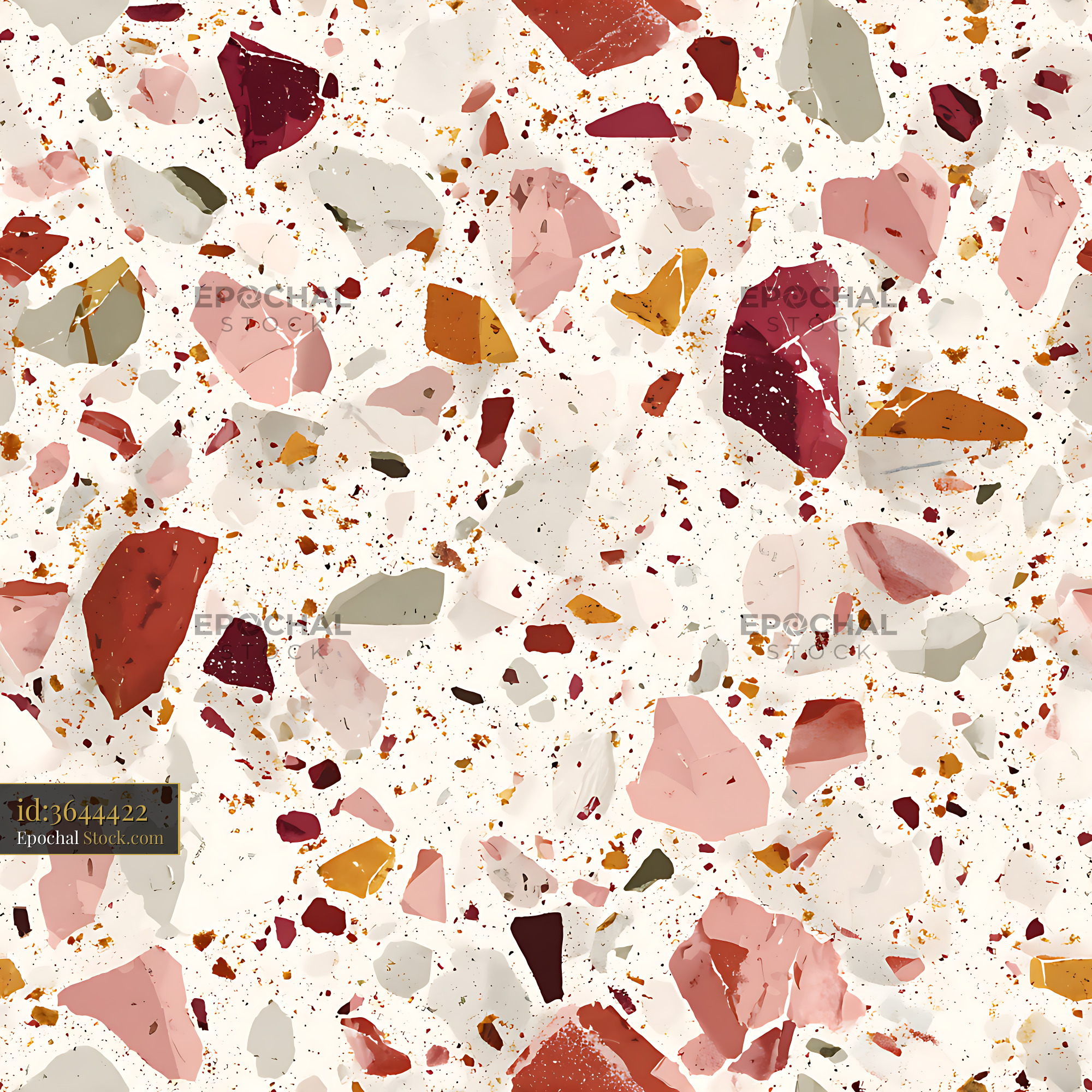 Earthy Terracotta Terrazzo Stone Repeat Pattern - stock photo