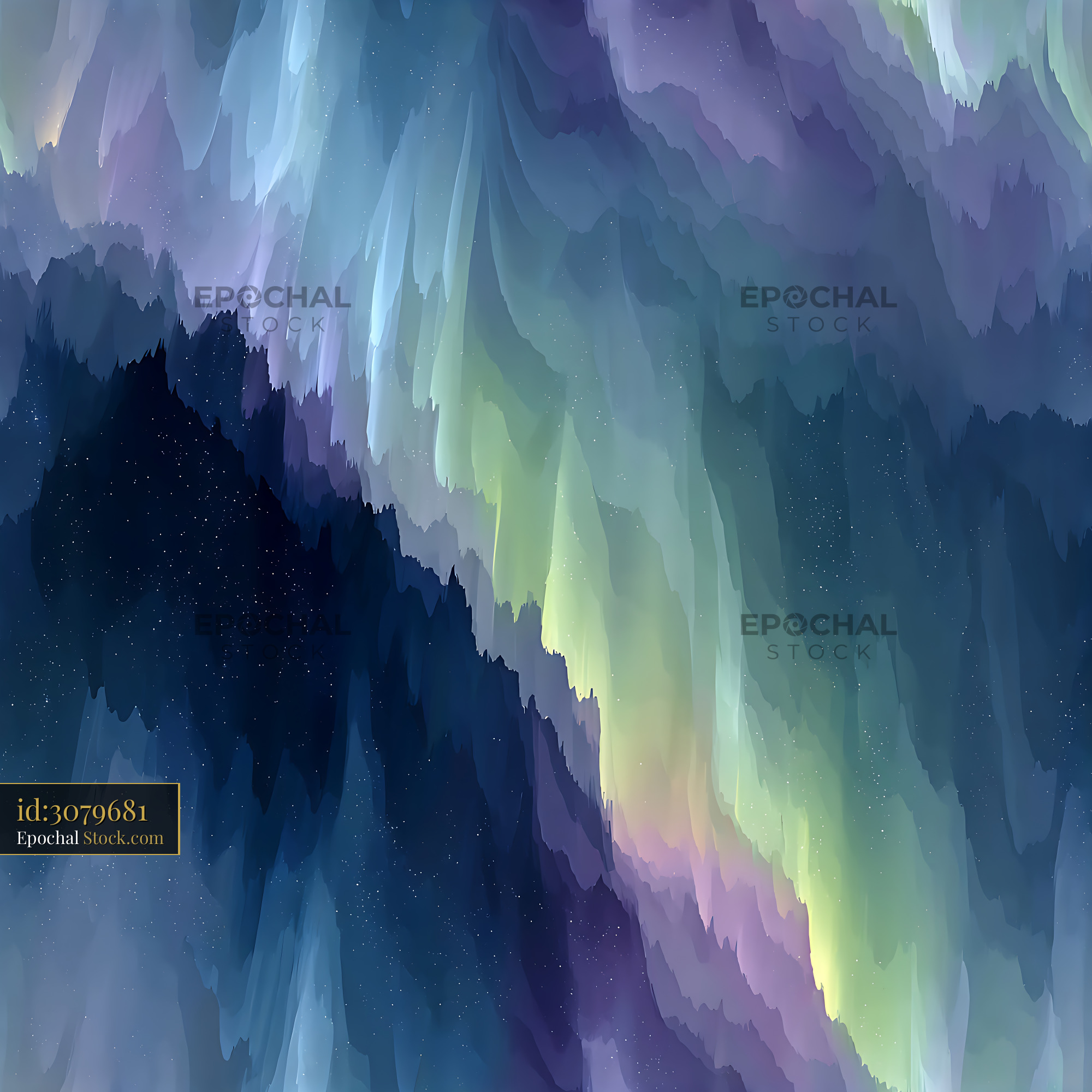 Celestial Aurora Borealis Teal Seamless Pattern - stock photo