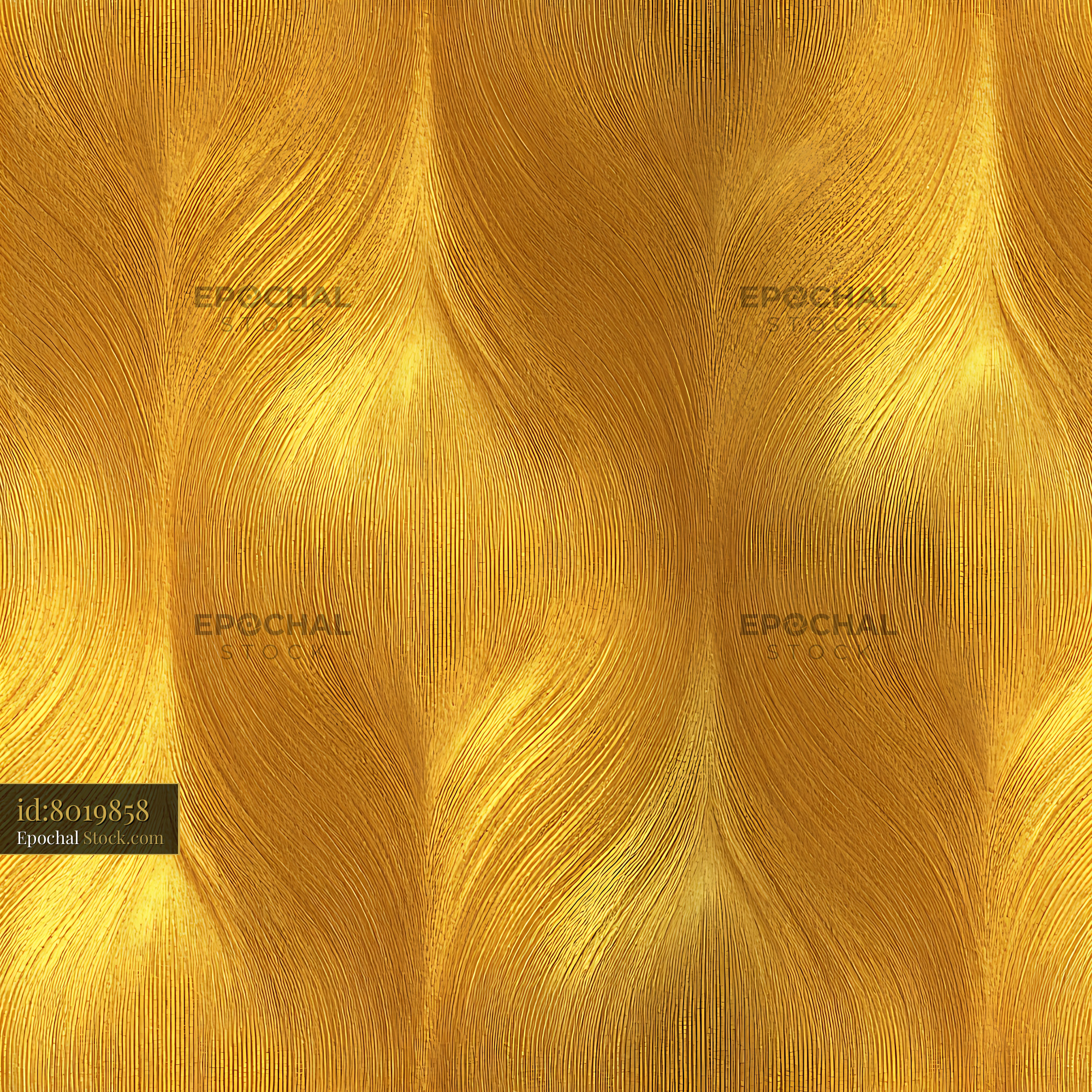 Textured Gold Metallic Ribbed Wave Seamless Patter - stock photo