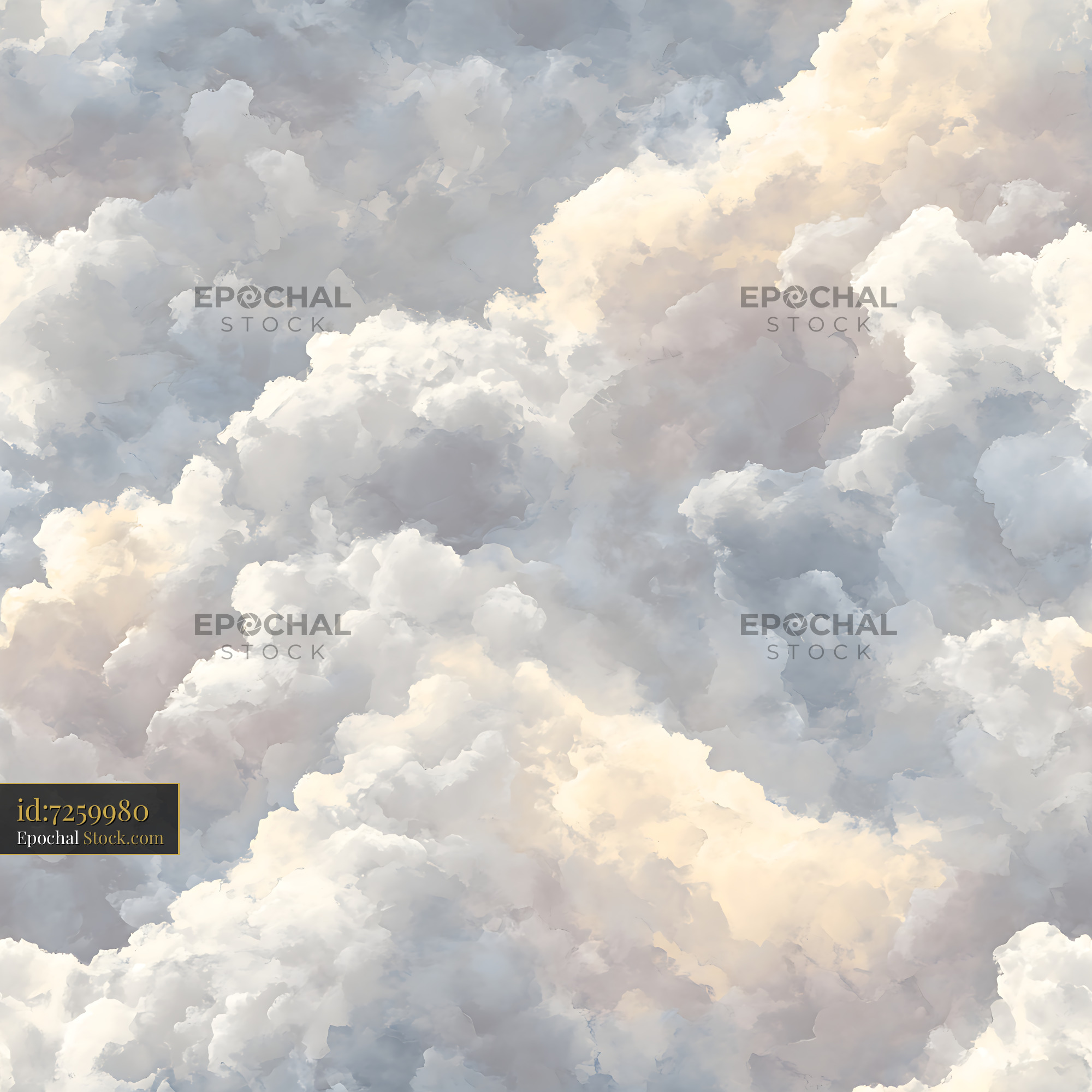 Ethereal Soft Clouds Painterly Seamless Pattern - stock photo