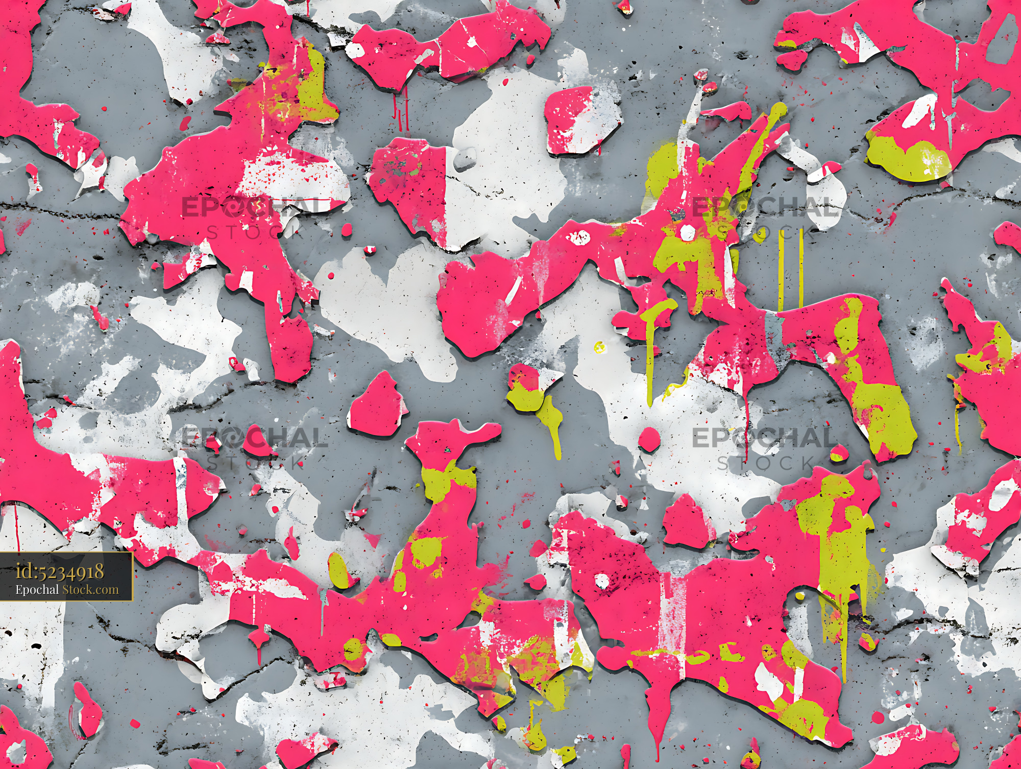 Abstract Pink and Lime Grunge Seamless Pattern - stock photo