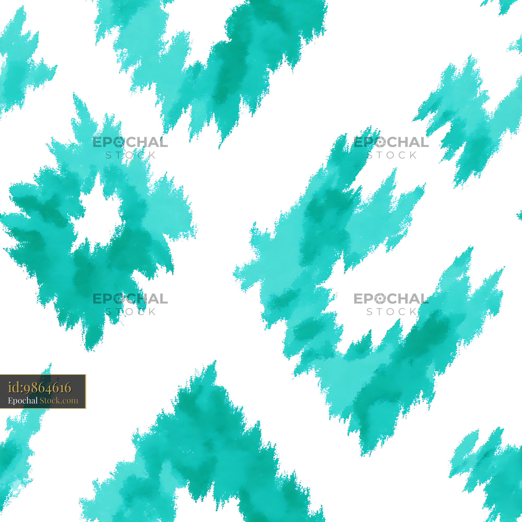 Turquoise Watercolor Ikat Boho Seamless Pattern - stock photo